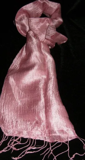 100% Fair Trade Thai Silk Solid Color Scarf Shawl Vintage Pink