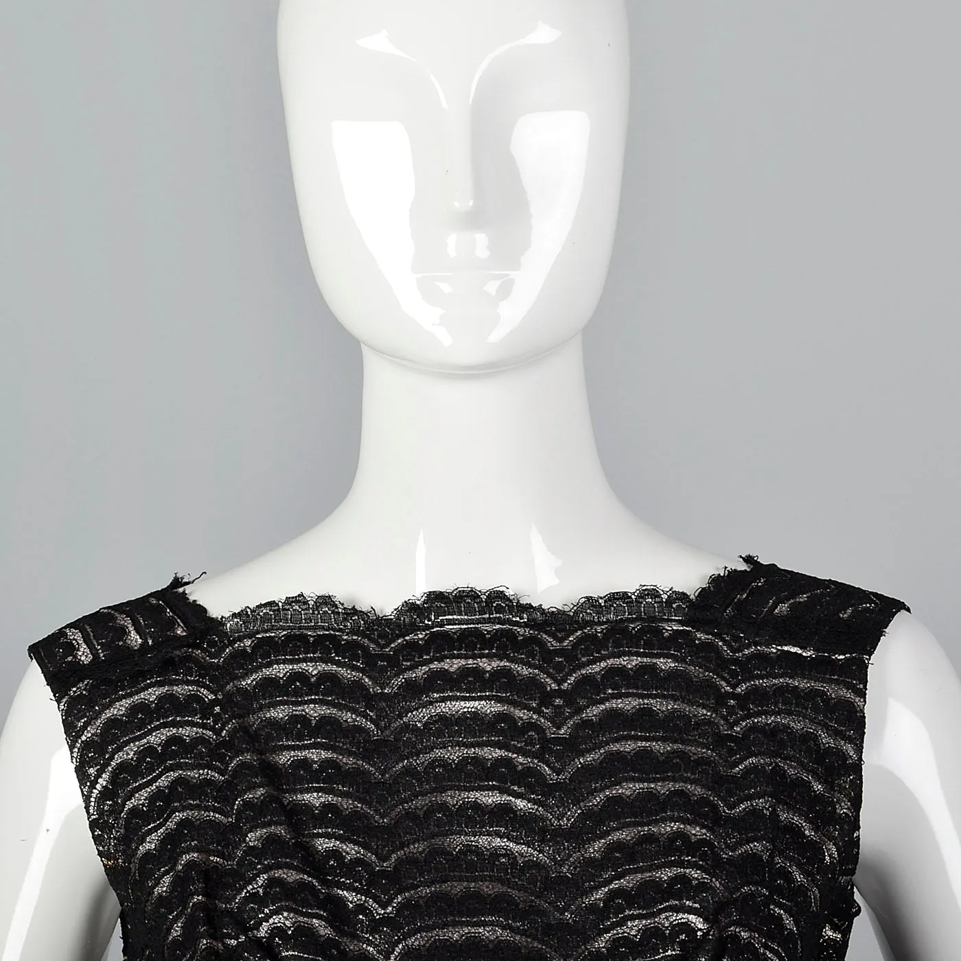 1950s Black Lace Dress Over Pink and Silver Lurex