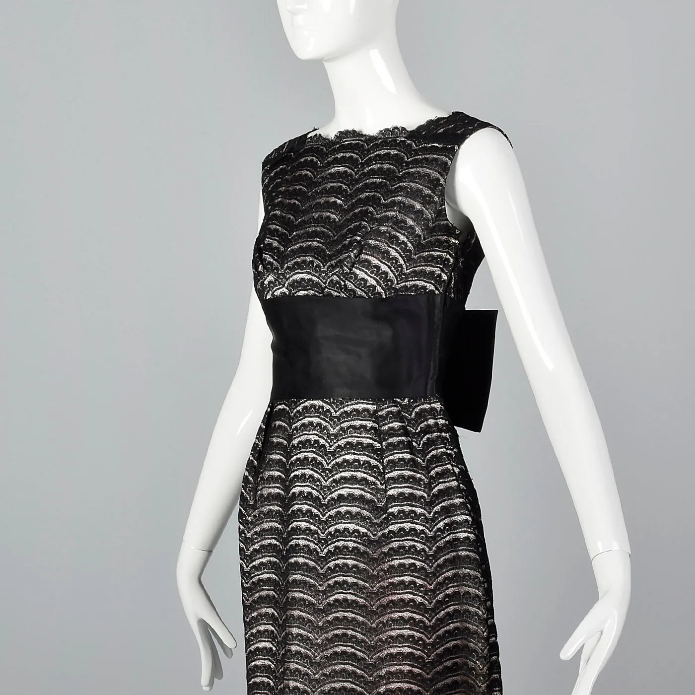 1950s Black Lace Dress Over Pink and Silver Lurex