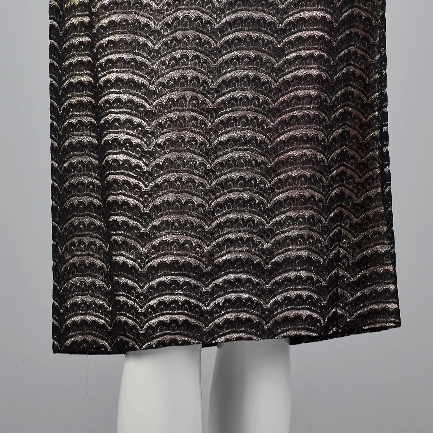 1950s Black Lace Dress Over Pink and Silver Lurex