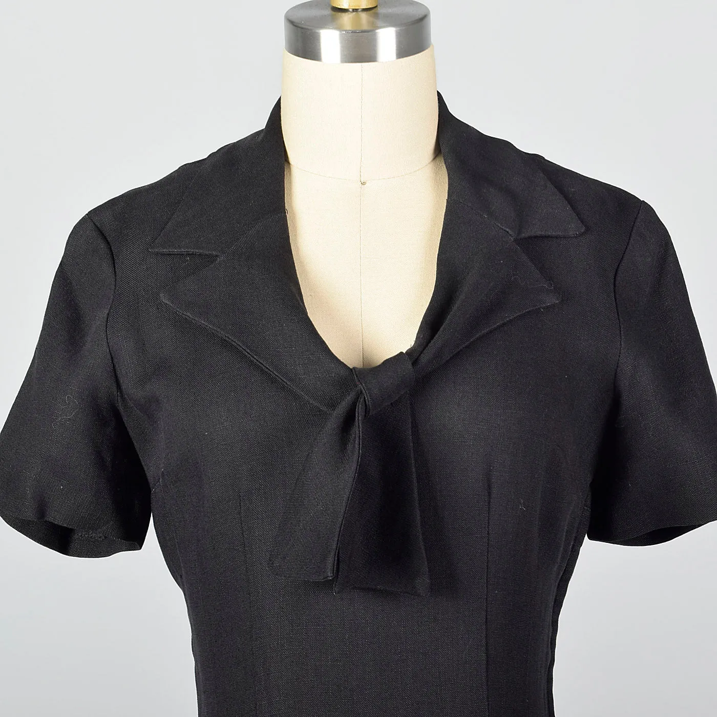 1950s Black Pencil Dress with Pussybow