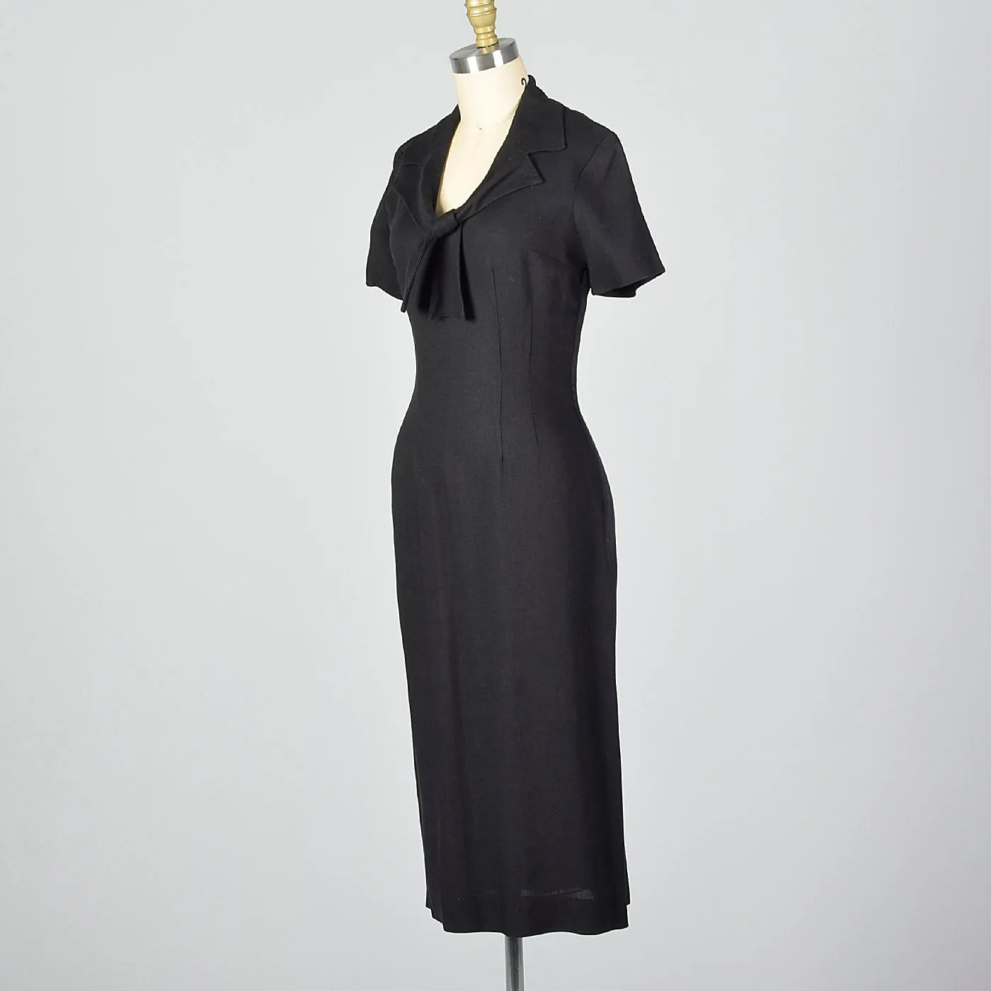 1950s Black Pencil Dress with Pussybow