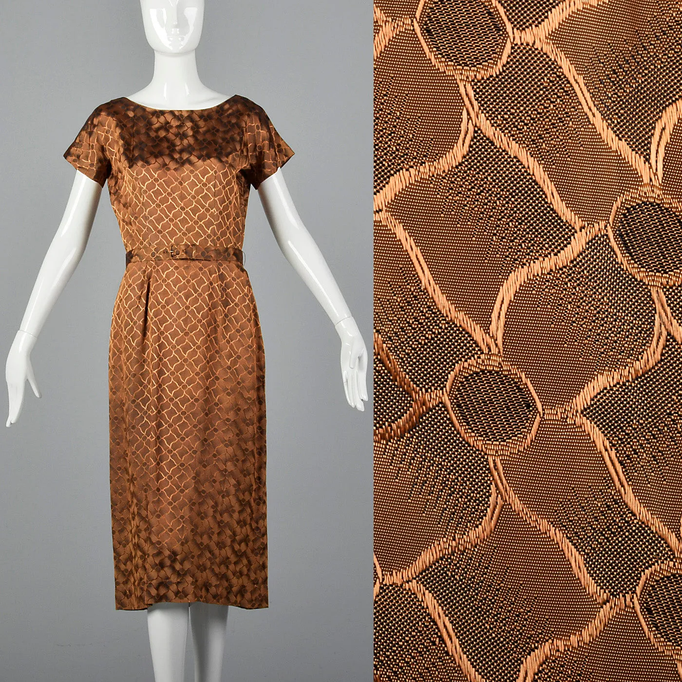 1950s Bronze Pencil Dress