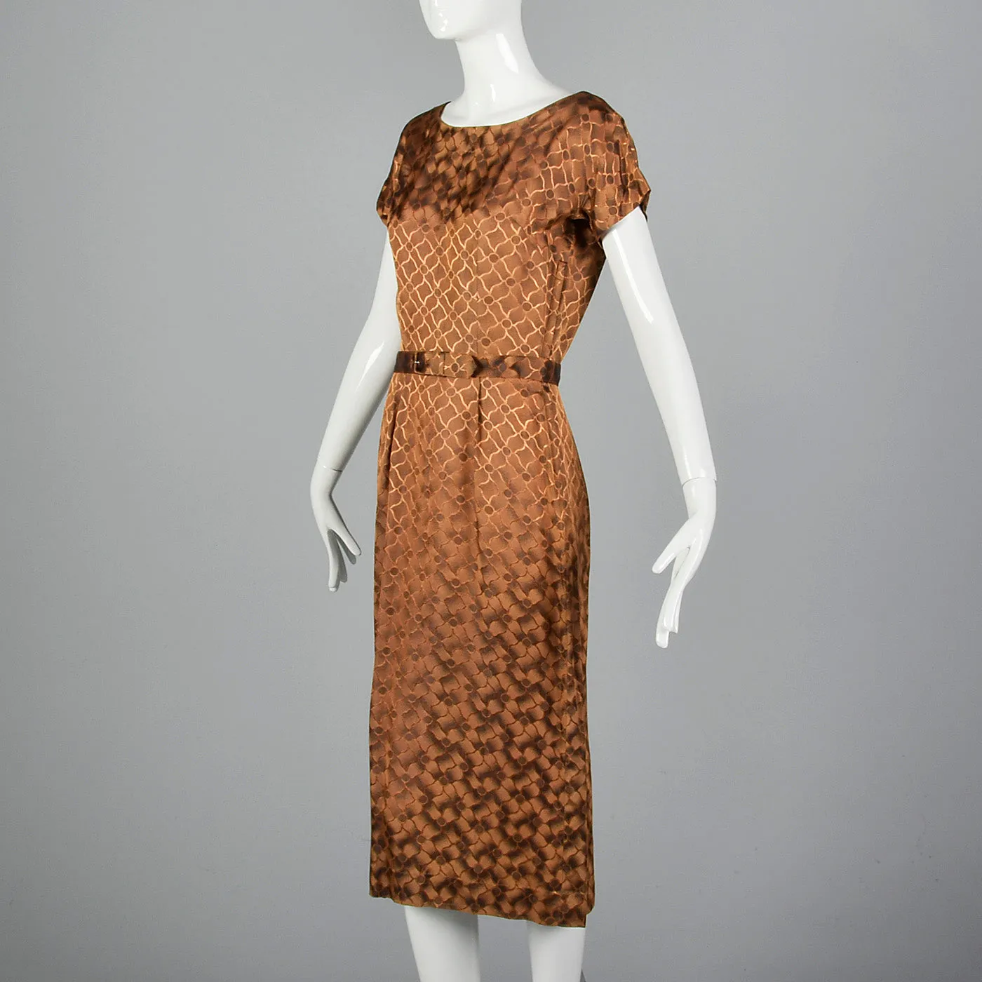1950s Bronze Pencil Dress