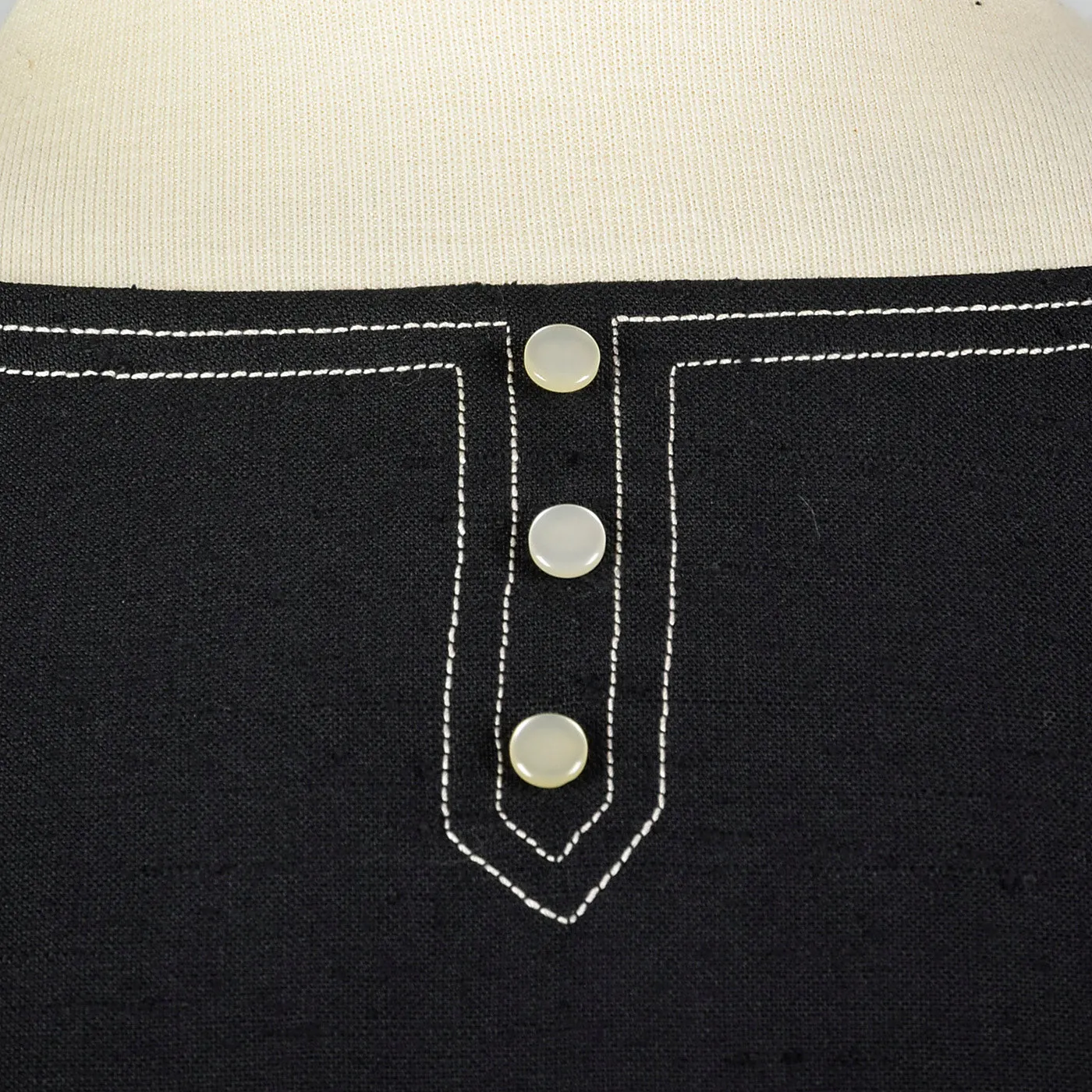 1950s Little Black Dress with White Topstitching