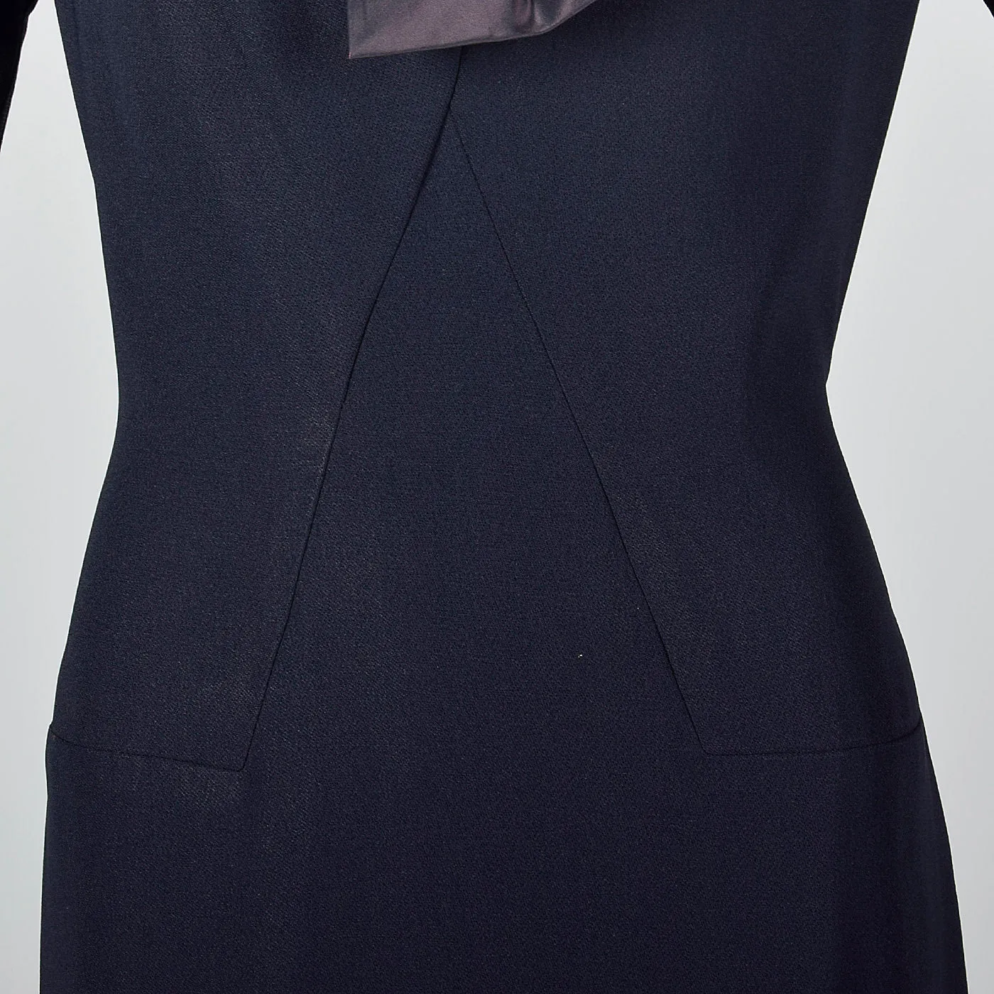 1950s Navy Blue Dress with Bow Detail