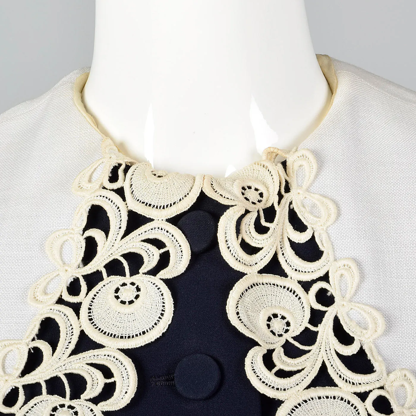 1950s Navy Blue Dress with Large Collar and Cuffs