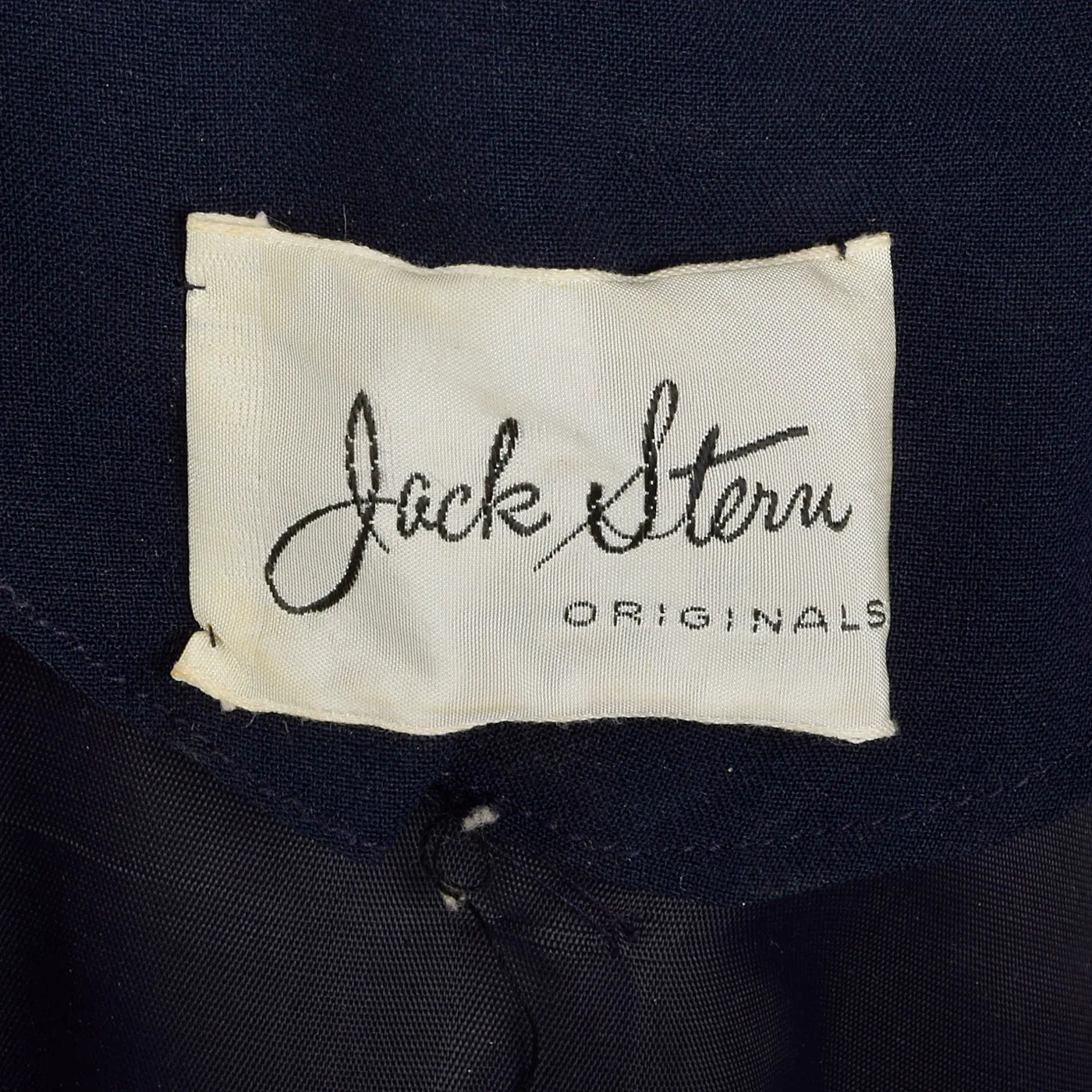 1950s Navy Blue Dress with Large Collar and Cuffs
