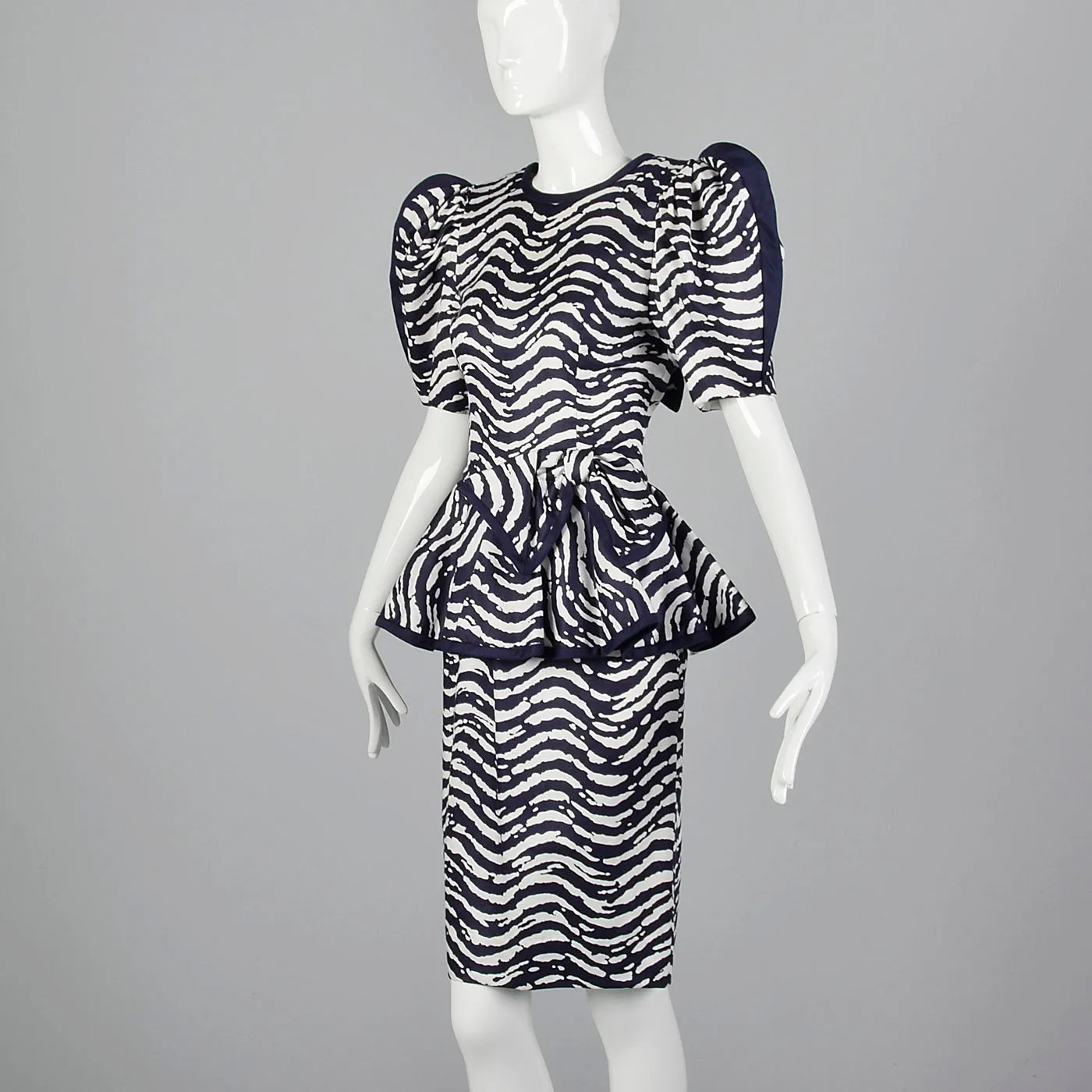 1980s I. Magnin Pencil Dress with Huge Sleeves