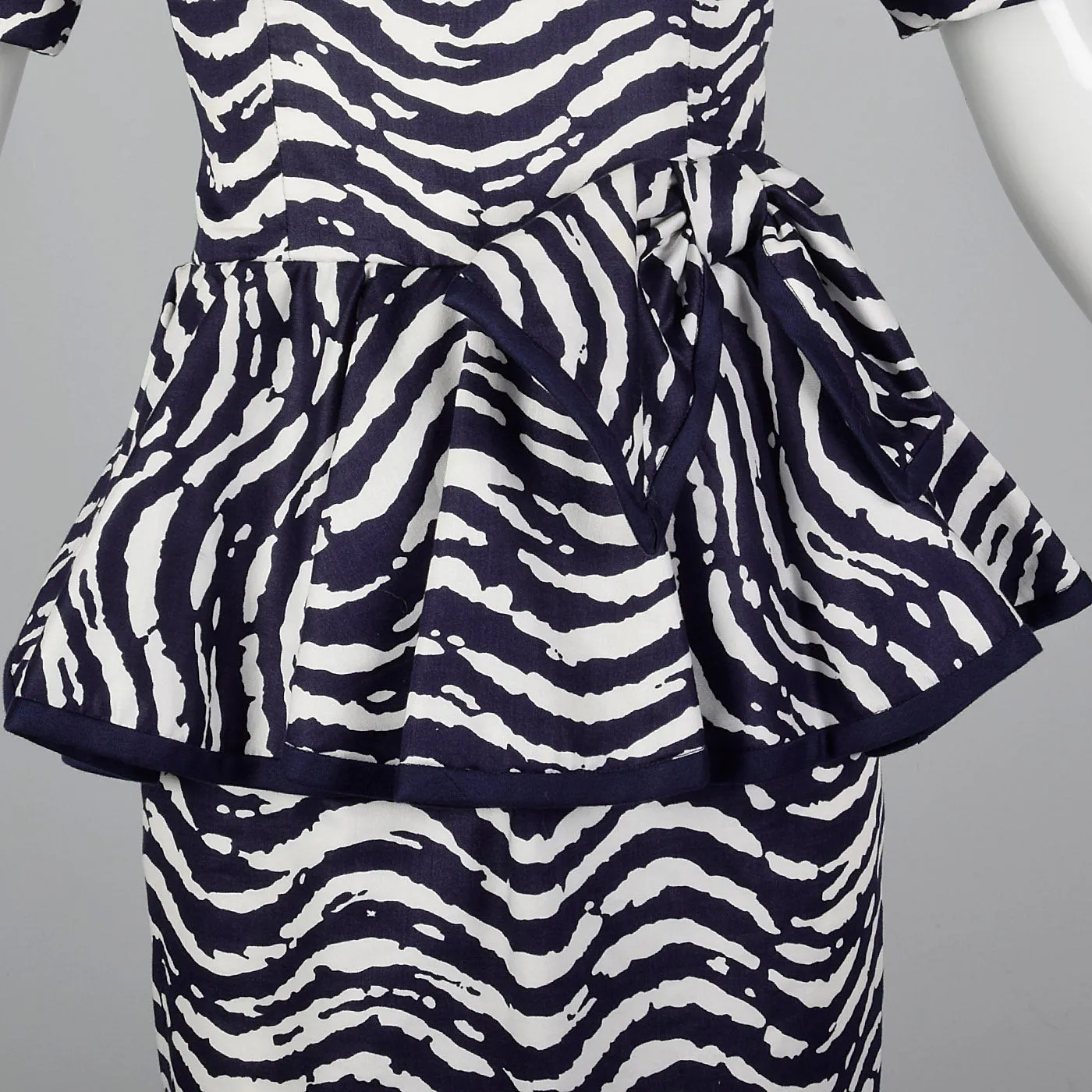 1980s I. Magnin Pencil Dress with Huge Sleeves