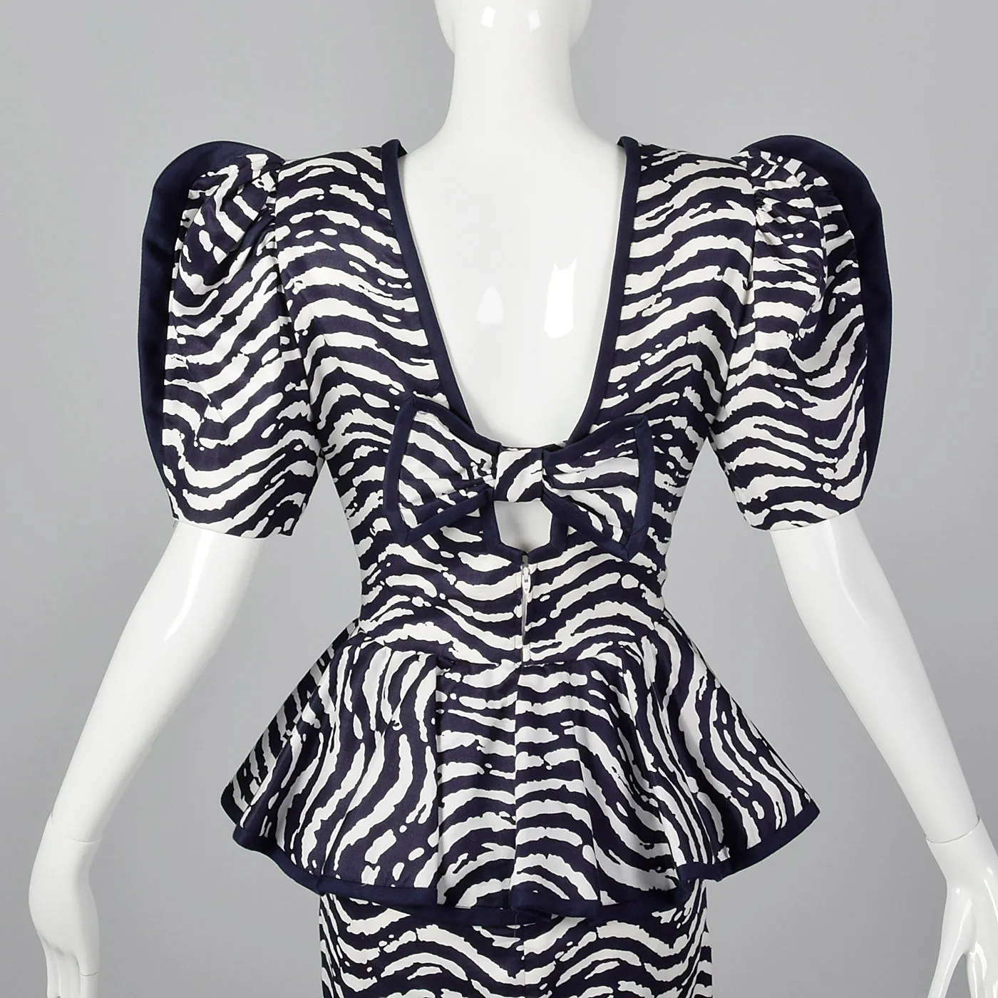 1980s I. Magnin Pencil Dress with Huge Sleeves