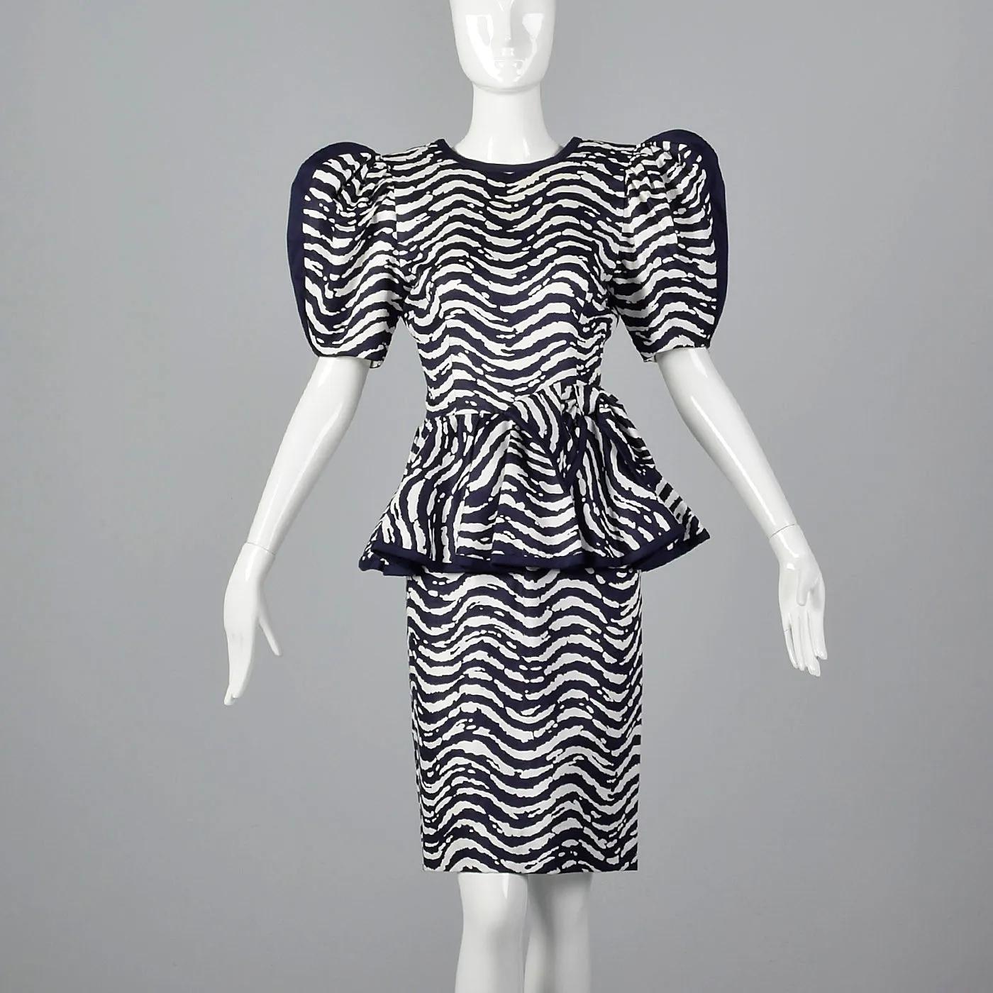 1980s I. Magnin Pencil Dress with Huge Sleeves