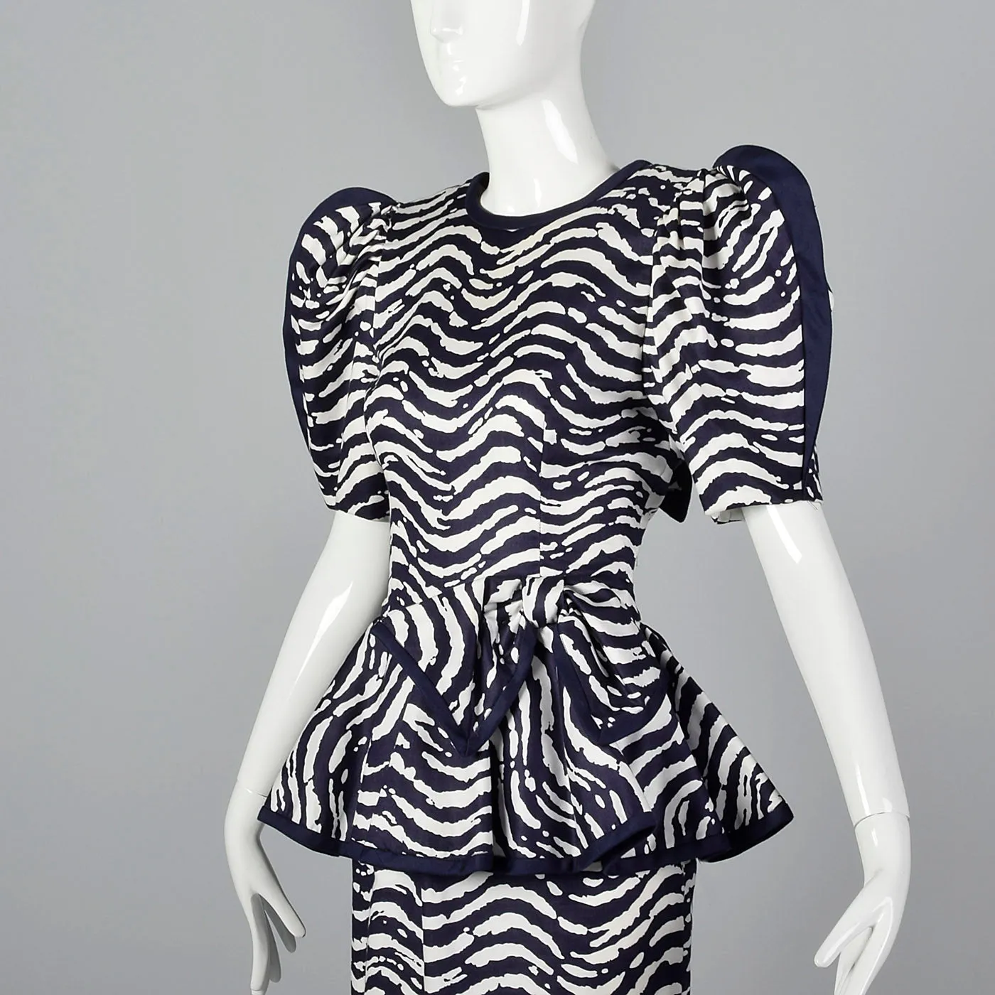 1980s I. Magnin Pencil Dress with Huge Sleeves