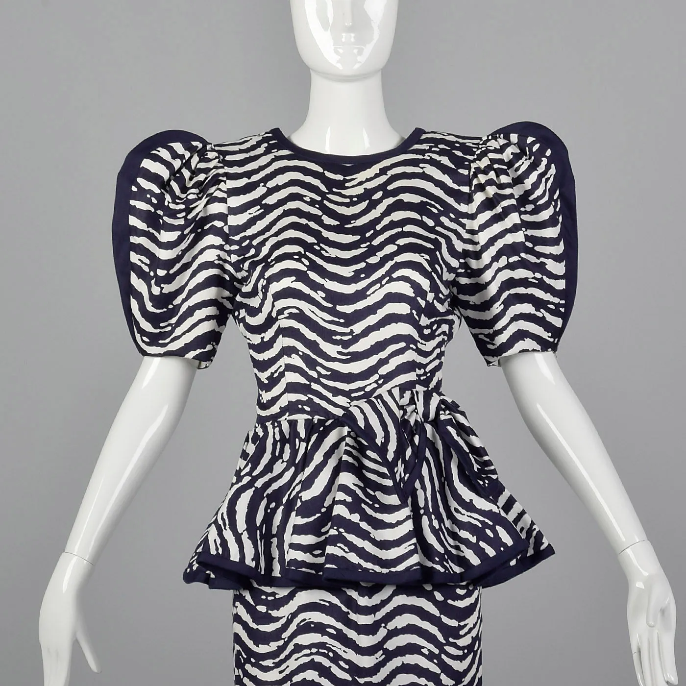 1980s I. Magnin Pencil Dress with Huge Sleeves