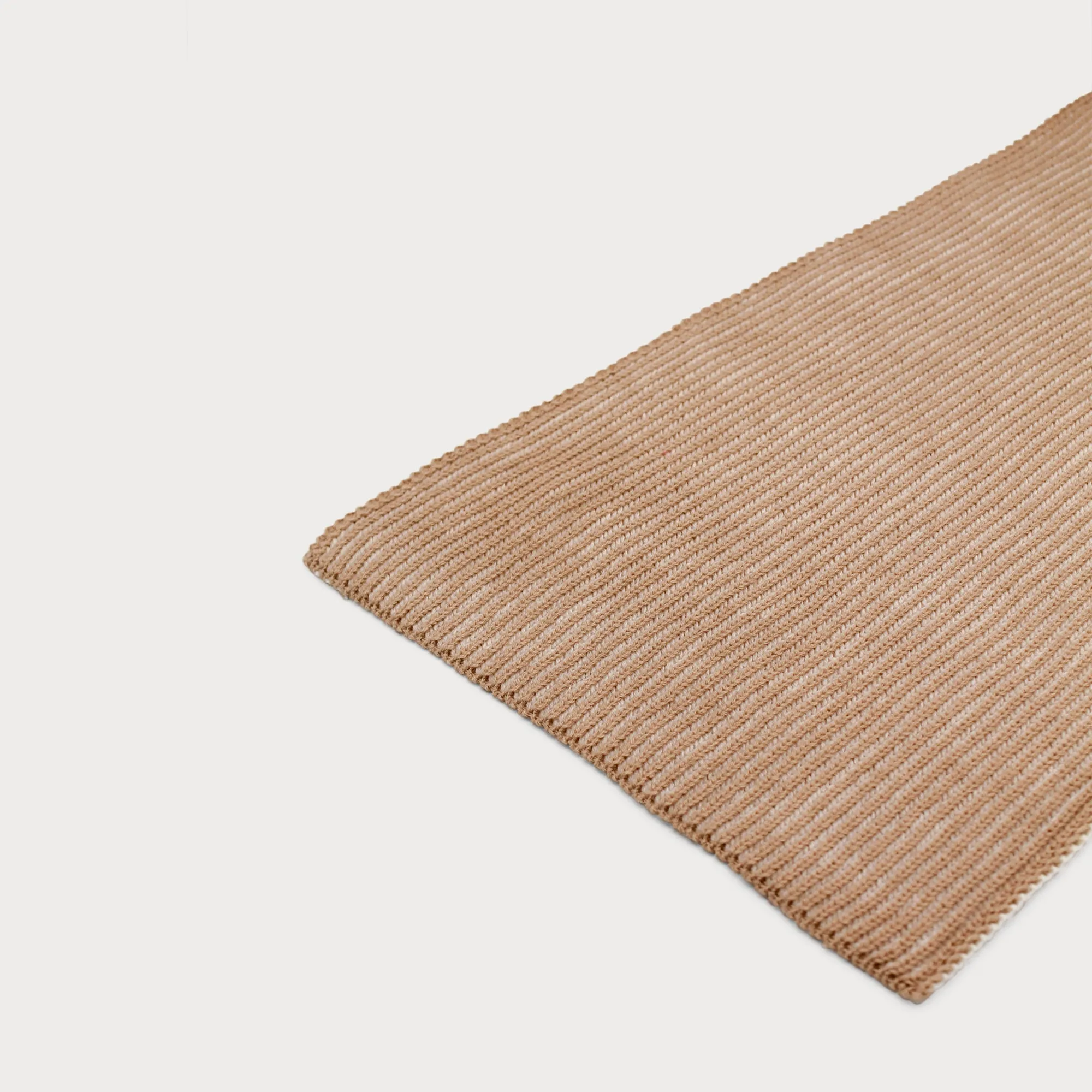 Arista Recycled-Polyester Ribbed Knit Scarf in Cream