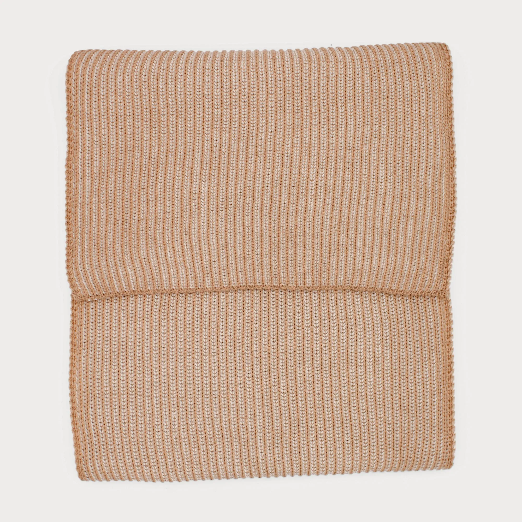 Arista Recycled-Polyester Ribbed Knit Scarf in Cream