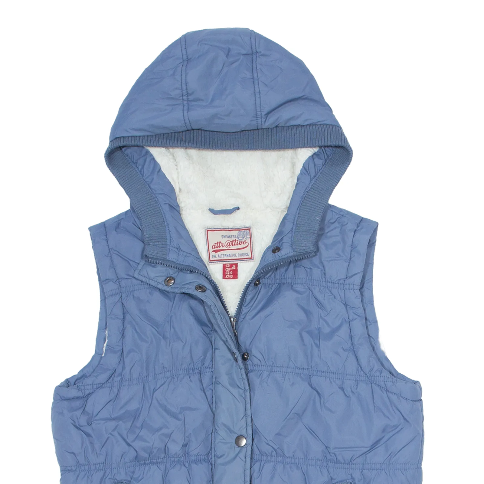 ATTRATTIVO Insulated Sherpa Lined Puffer Gilet Blue Nylon Womens UK 10