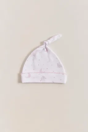 Babycottons Gustav In The Sky Knot Beanie Pink & White