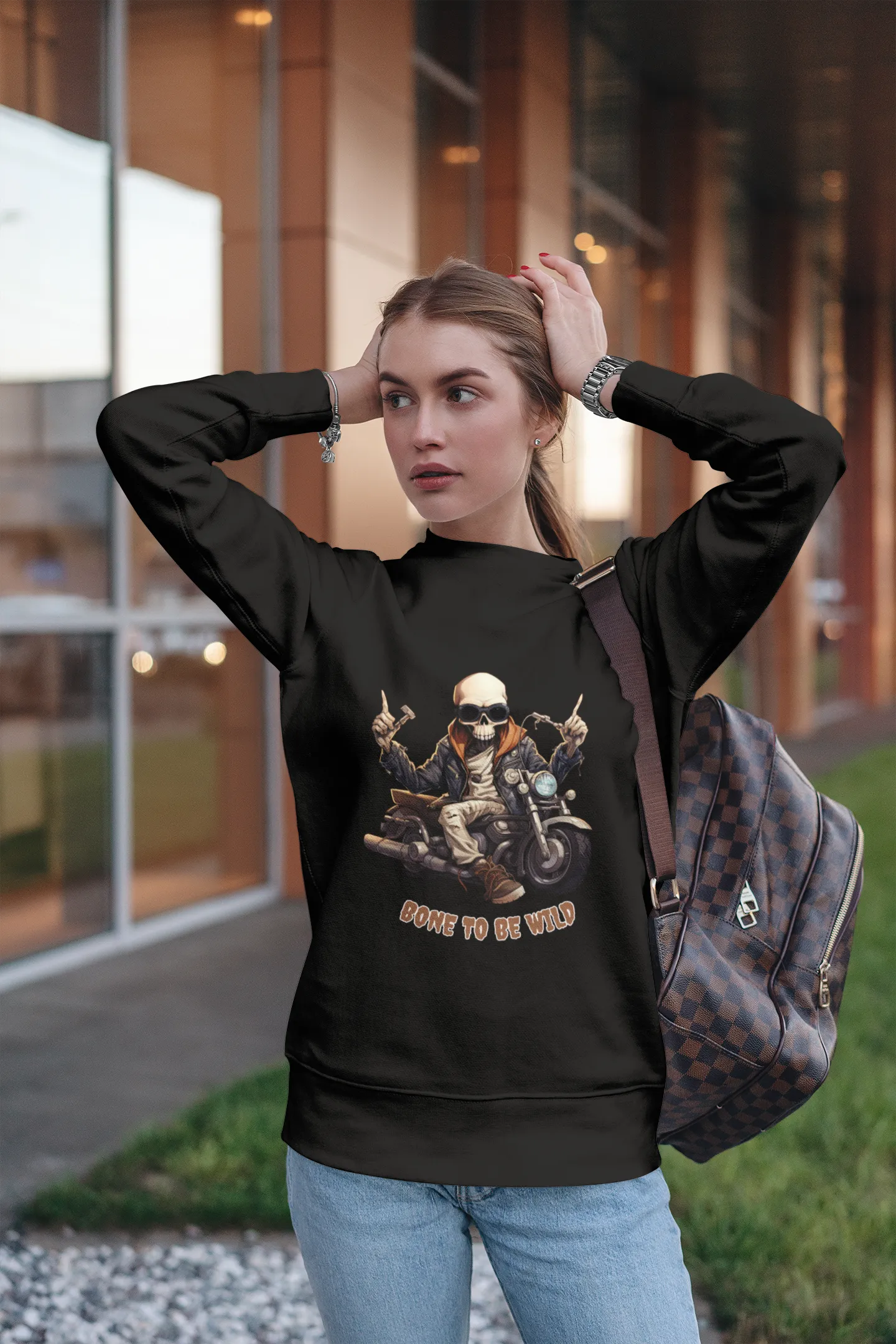 Bone to be Wild, Halloween sweatshirt, Retro Sweatshirt, Cute Sweatshirt, Halloween Sweatshirt, Womens' Halloween, Spooky Sweatshirt
