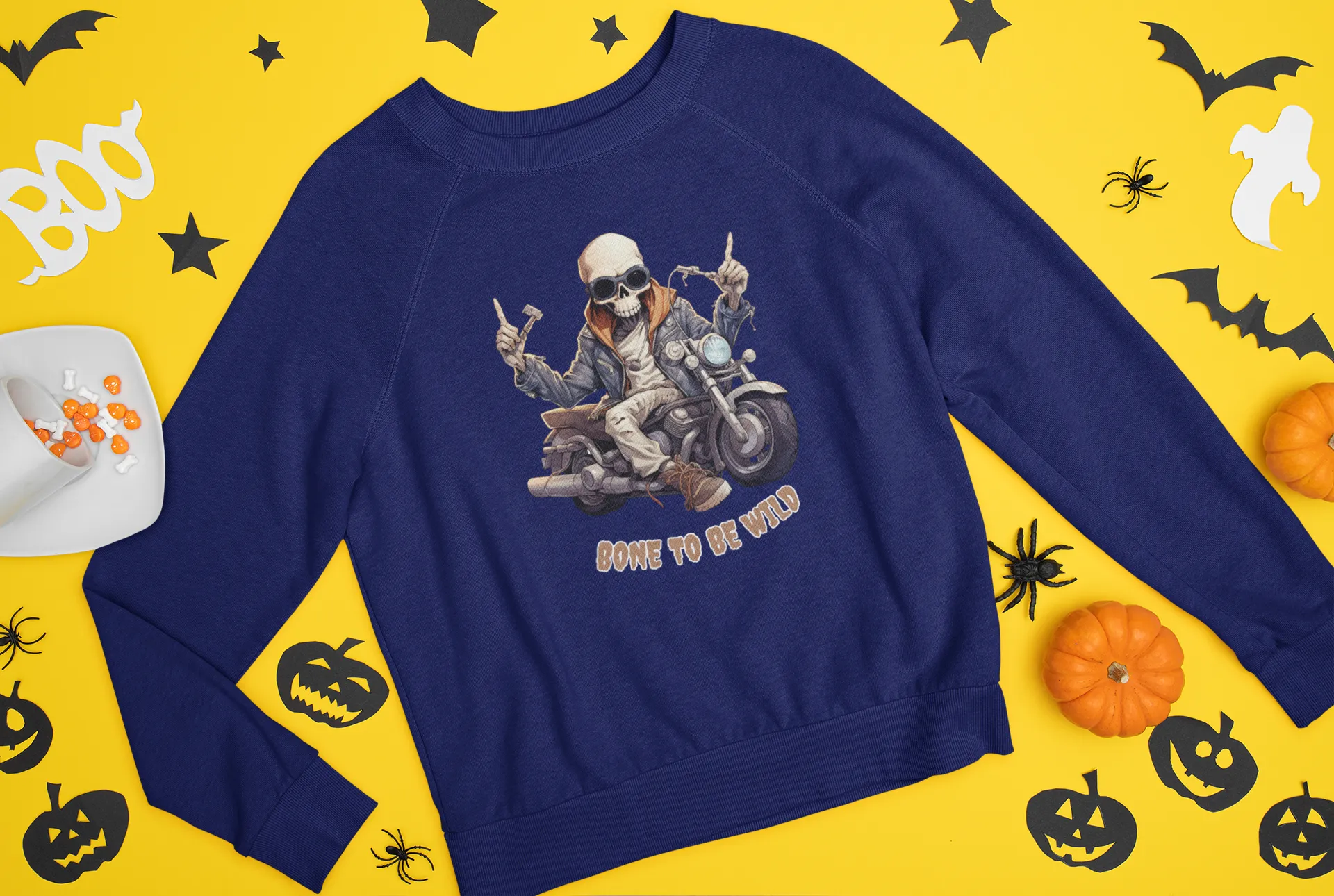 Bone to be Wild, Halloween sweatshirt, Retro Sweatshirt, Cute Sweatshirt, Halloween Sweatshirt, Womens' Halloween, Spooky Sweatshirt