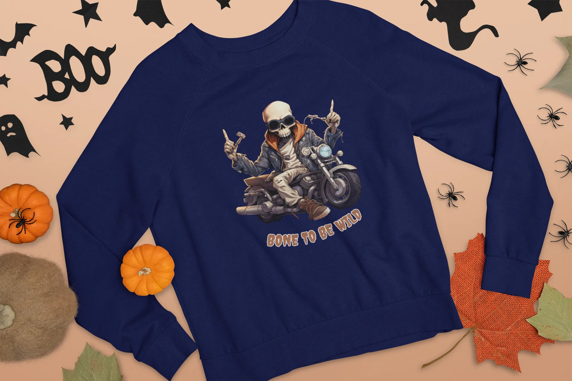 Bone to be Wild, Halloween sweatshirt, Retro Sweatshirt, Cute Sweatshirt, Halloween Sweatshirt, Womens' Halloween, Spooky Sweatshirt