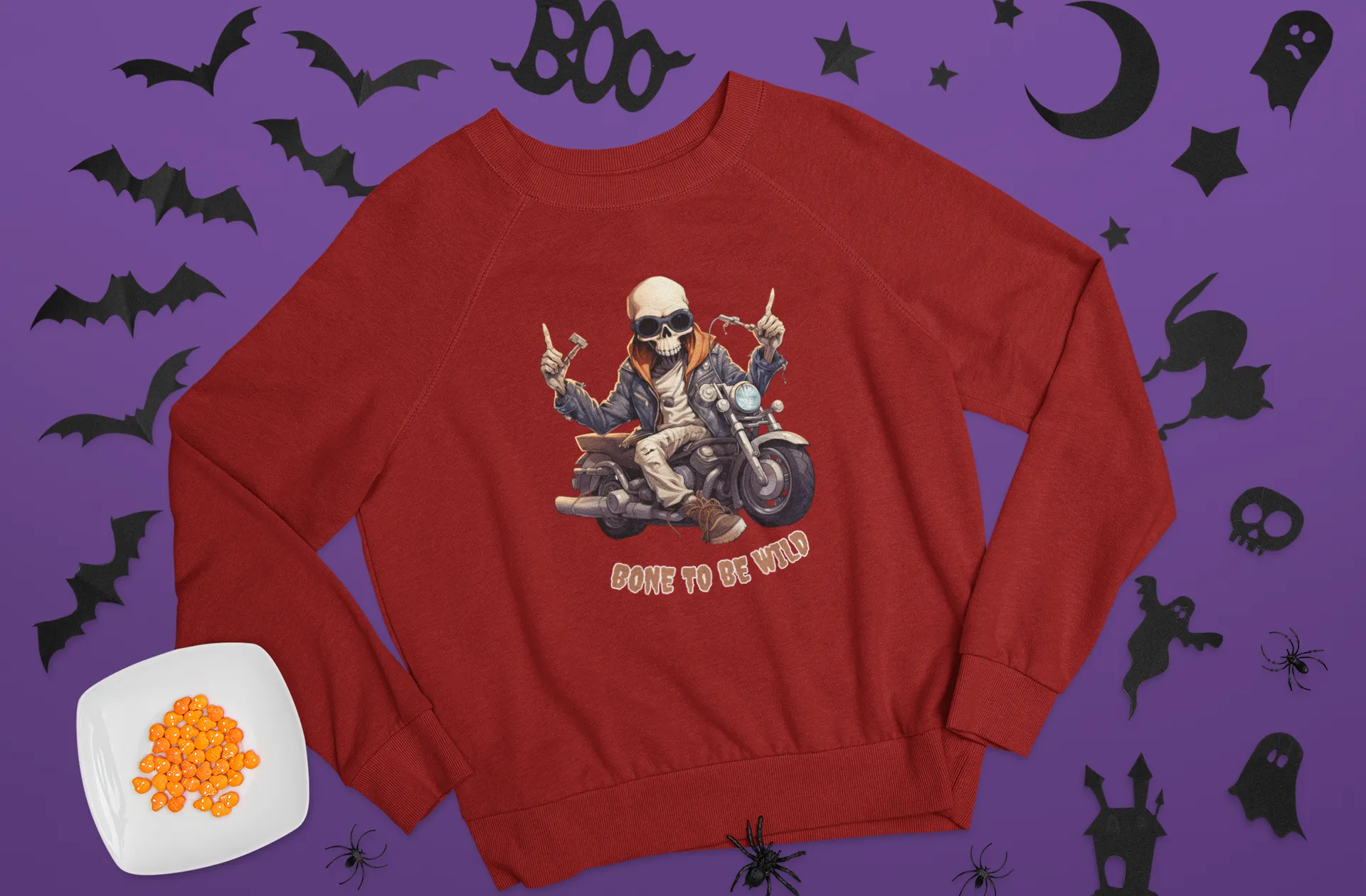 Bone to be Wild, Halloween sweatshirt, Retro Sweatshirt, Cute Sweatshirt, Halloween Sweatshirt, Womens' Halloween, Spooky Sweatshirt