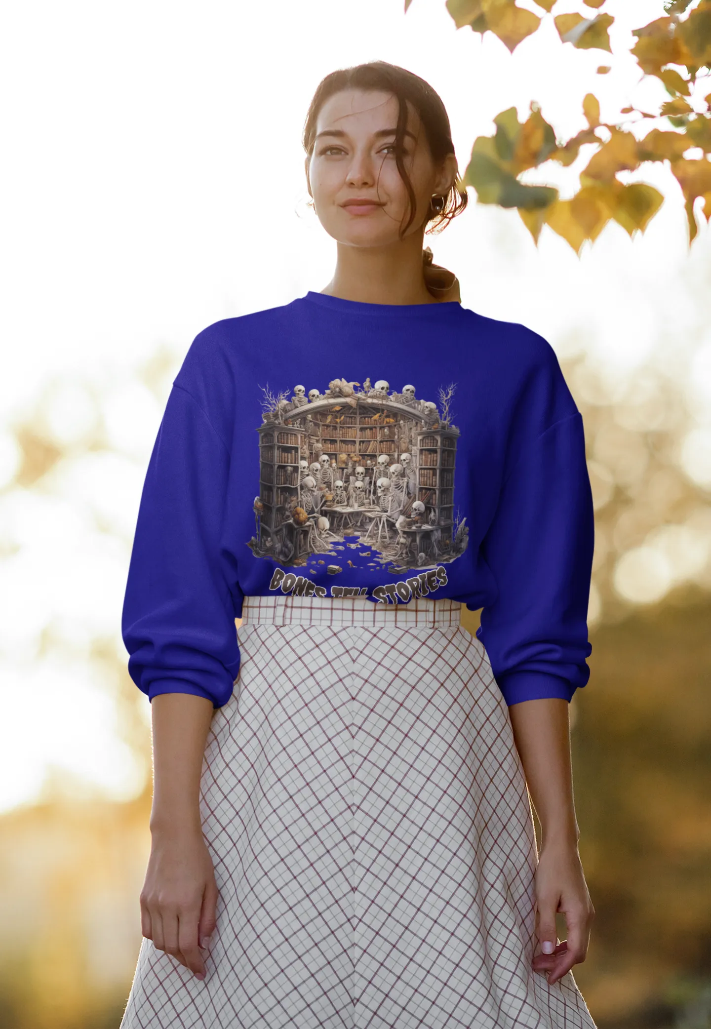 Bones Tell Stories, Retro Sweatshirt, Cute Sweatshirt, Halloween Sweatshirt, Womens' Halloween, Spooky Sweatshirt, Halloween Party