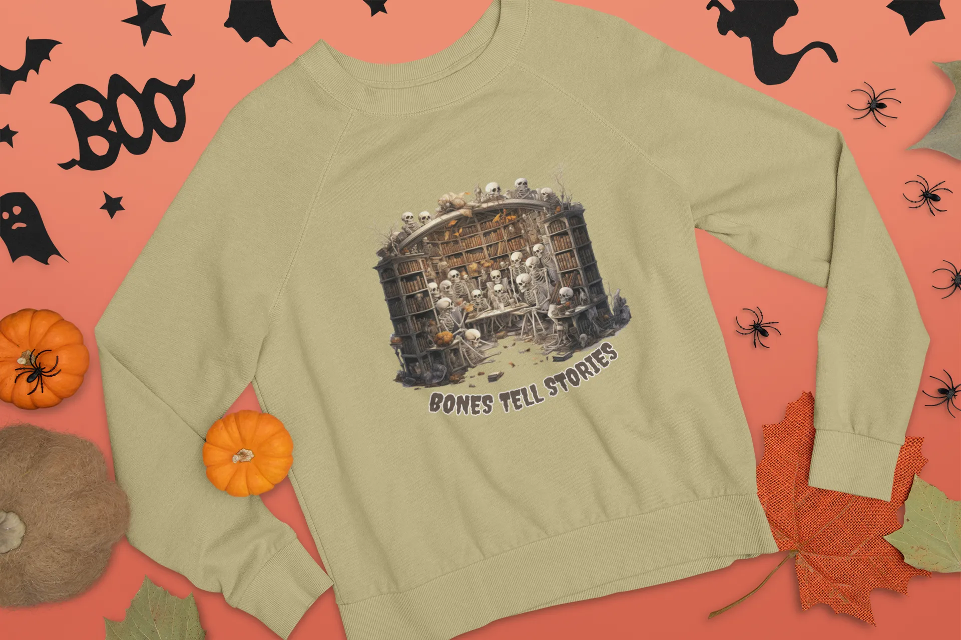 Bones Tell Stories, Retro Sweatshirt, Cute Sweatshirt, Halloween Sweatshirt, Womens' Halloween, Spooky Sweatshirt, Halloween Party