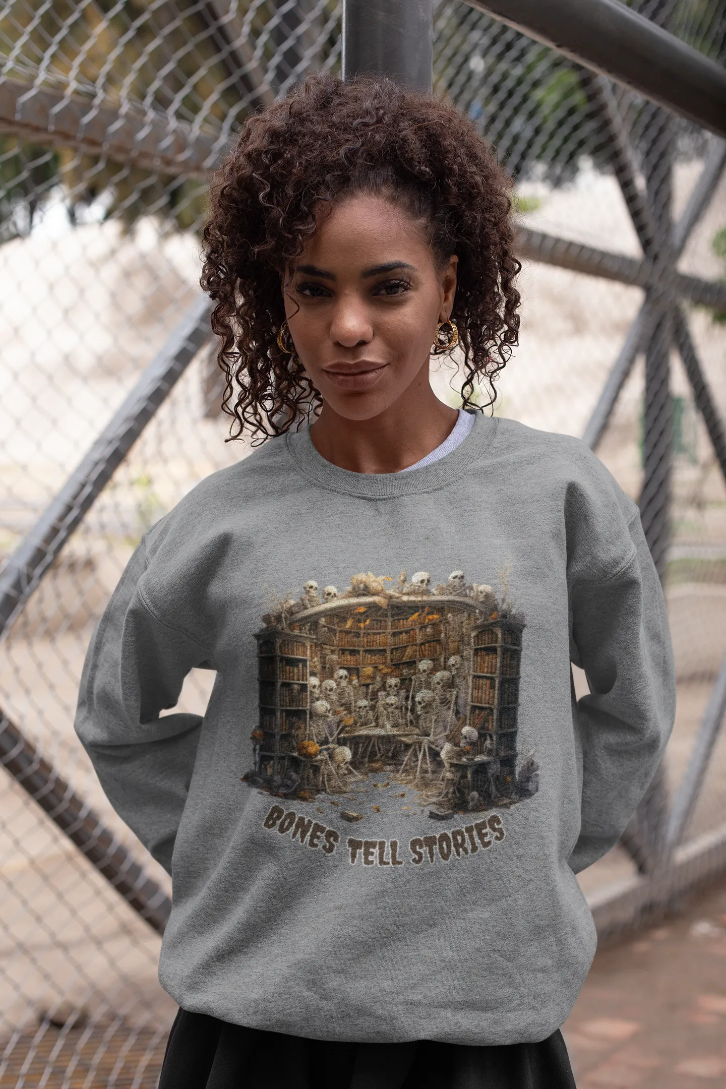 Bones Tell Stories, Retro Sweatshirt, Cute Sweatshirt, Halloween Sweatshirt, Womens' Halloween, Spooky Sweatshirt, Halloween Party