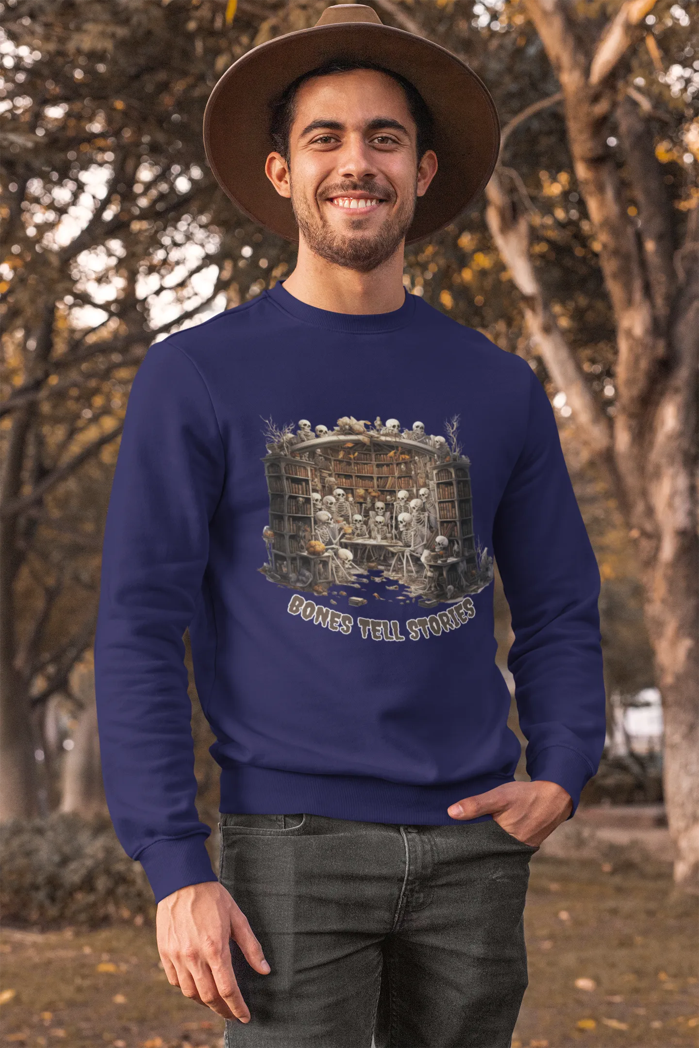 Bones Tell Stories, Retro Sweatshirt, Cute Sweatshirt, Halloween Sweatshirt, Womens' Halloween, Spooky Sweatshirt, Halloween Party