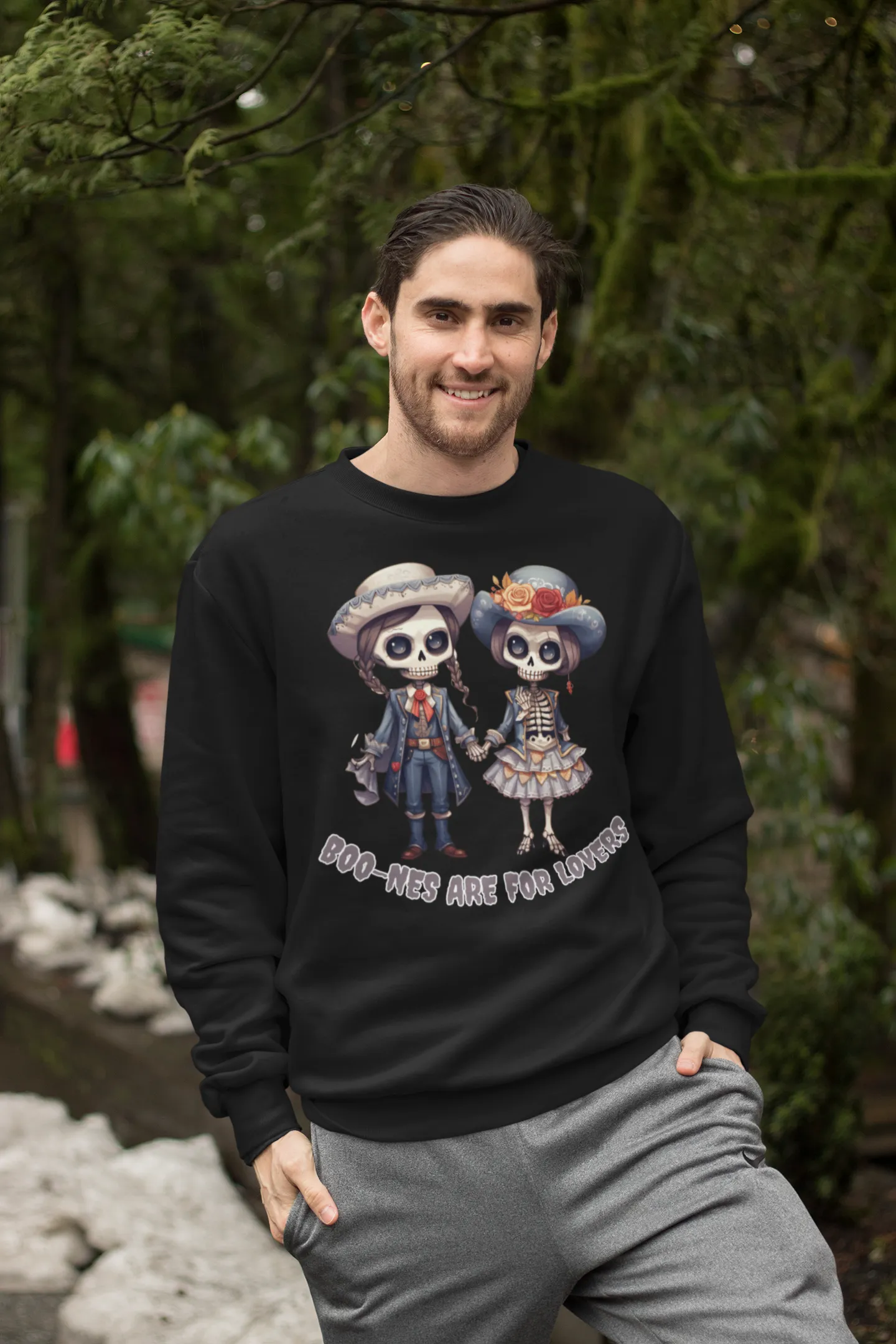 Boo-nes Are for Lovers, Retro Sweatshirt, Cute Sweatshirt, Halloween Sweatshirt, Womens' Halloween, Spooky Sweatshirt, Halloween Party