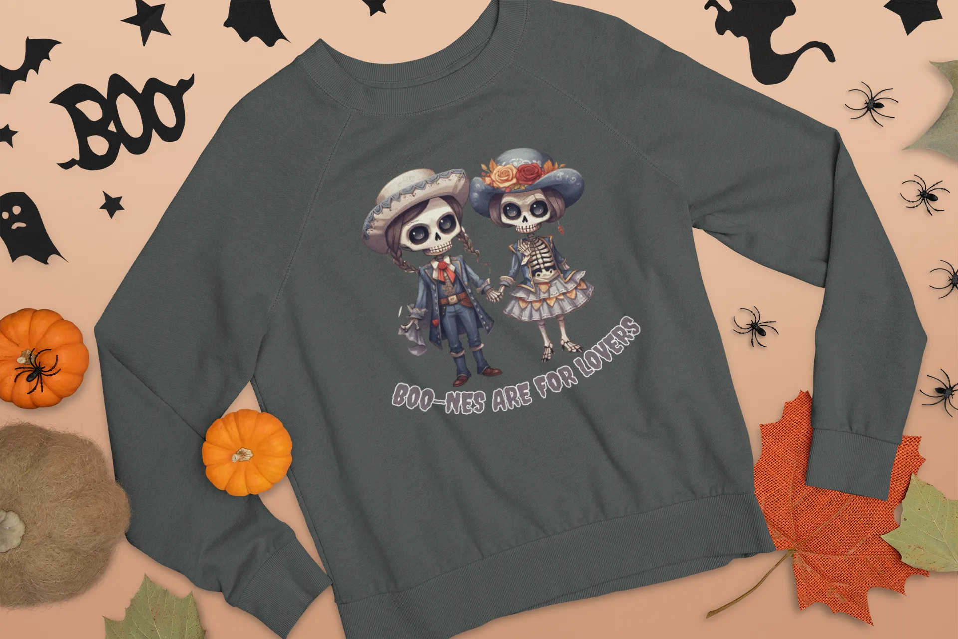 Boo-nes Are for Lovers, Retro Sweatshirt, Cute Sweatshirt, Halloween Sweatshirt, Womens' Halloween, Spooky Sweatshirt, Halloween Party