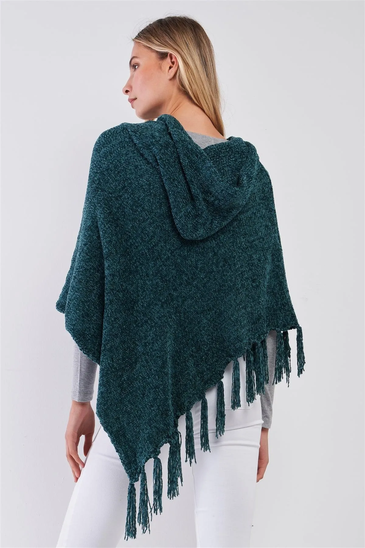 Chenille Knit Tassel Hooded Poncho Pre Pack
