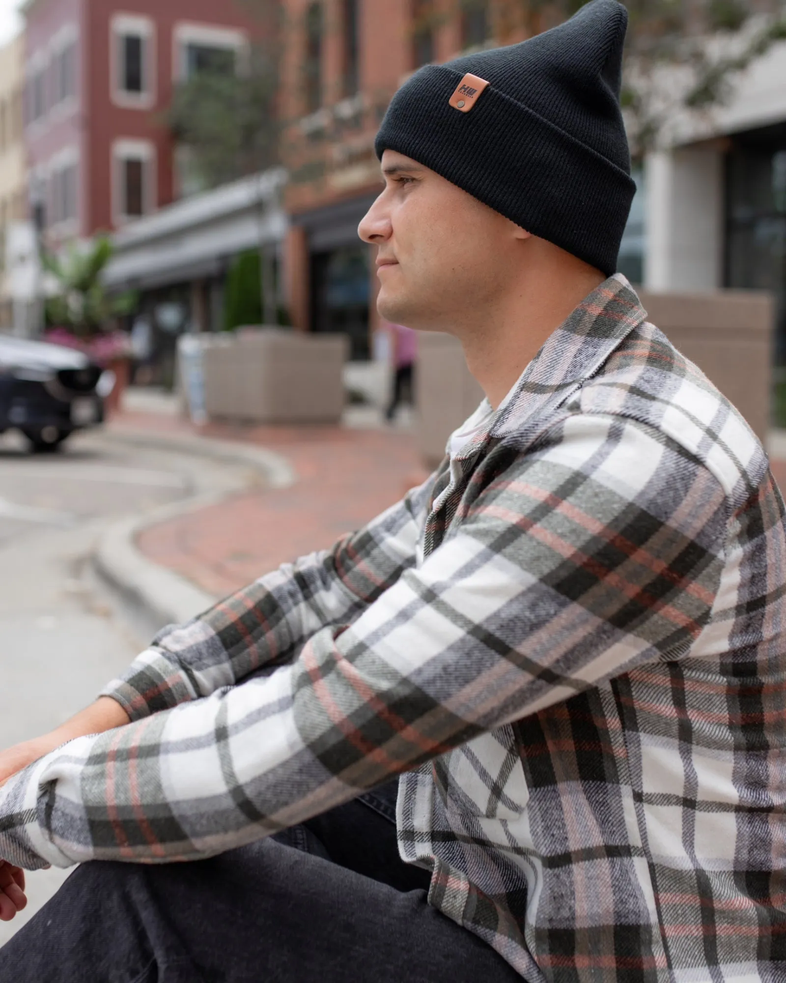 CTD101 HAAKWEAR Knit Cuffed Beanie / Hat - Charcoal Black, Made in USA