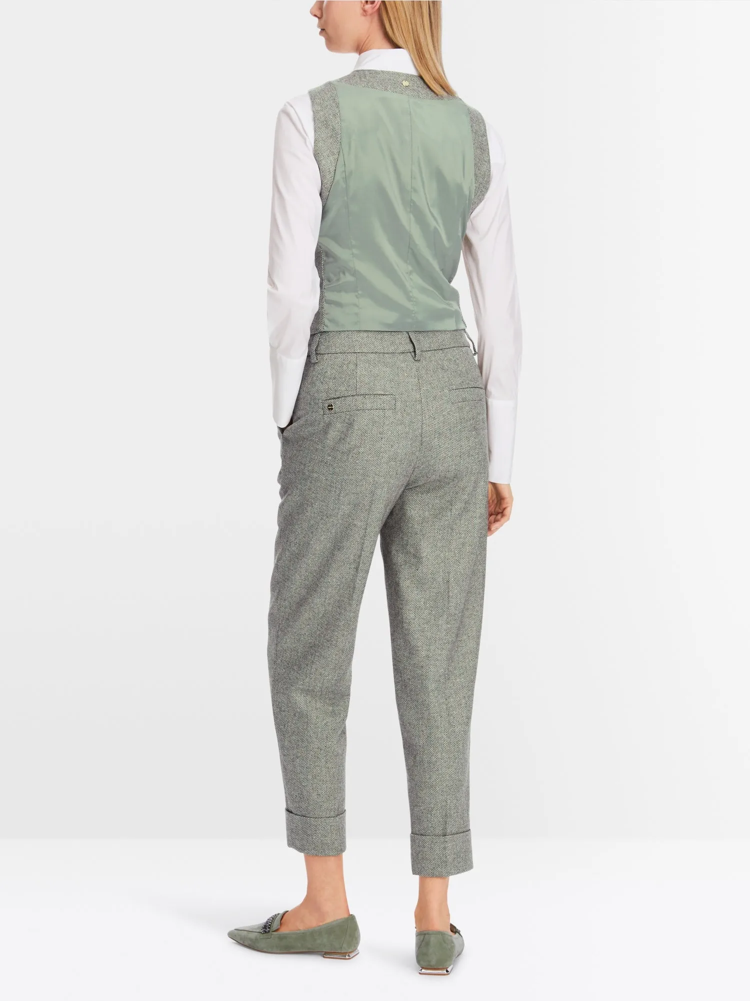 Frozen Sage Fordon Herringbone Turn-Up Pants