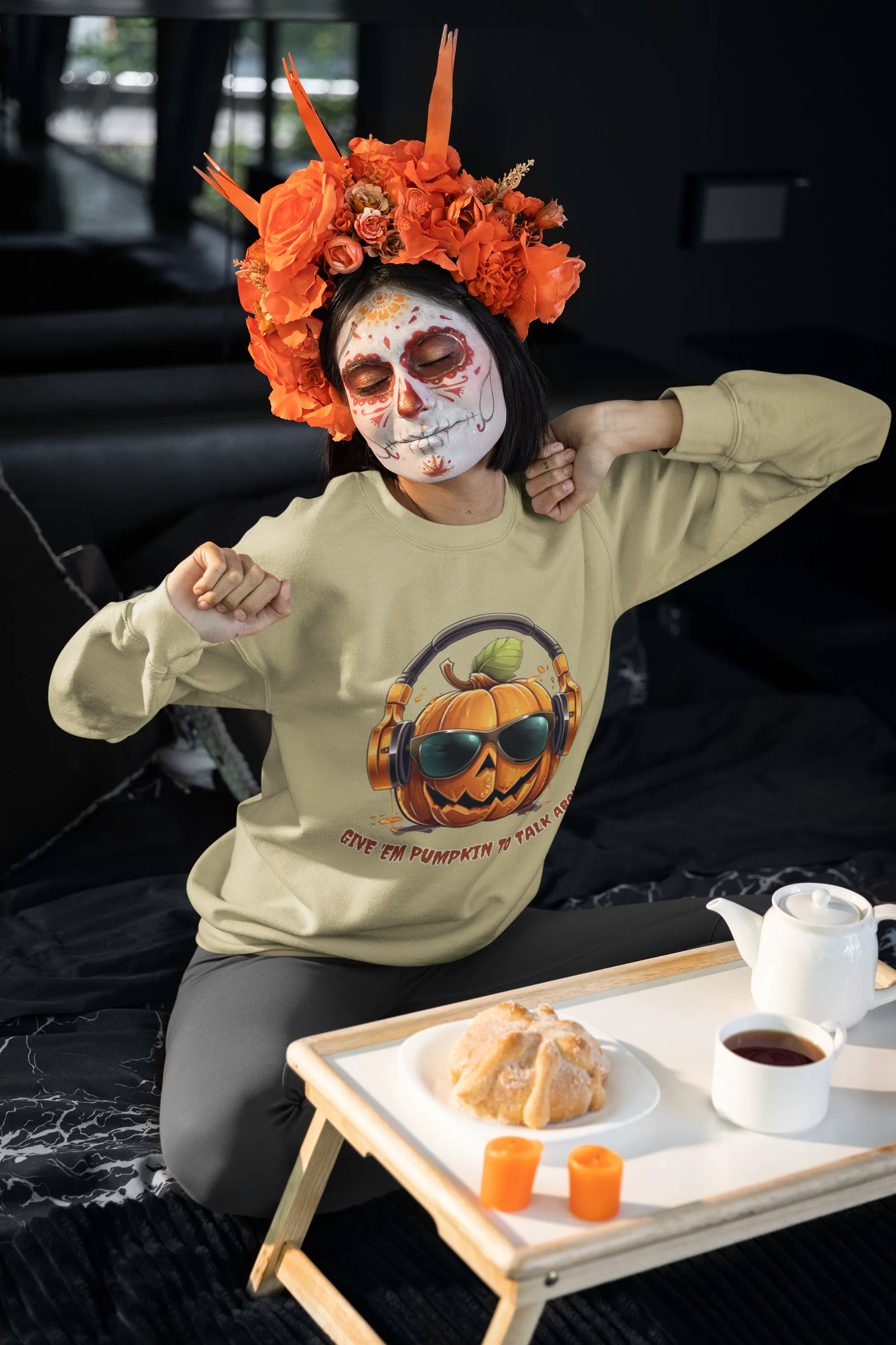 Give 'Em Pumpkin to Talk About, Retro Sweatshirt, Cute Sweatshirt, Halloween Sweatshirt, Womens Halloween, Spooky Sweatshirt,Halloween Party