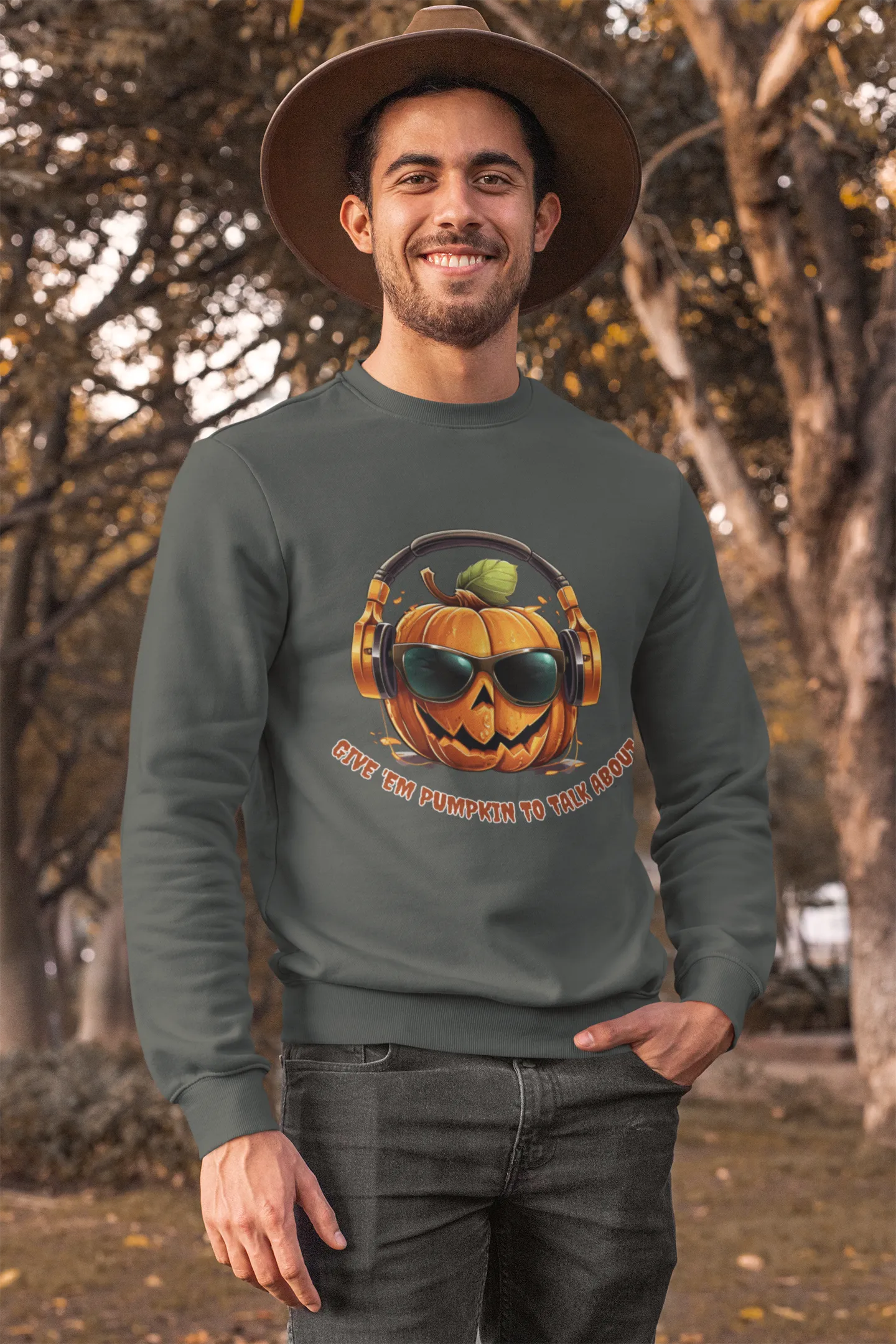 Give 'Em Pumpkin to Talk About, Retro Sweatshirt, Cute Sweatshirt, Halloween Sweatshirt, Womens Halloween, Spooky Sweatshirt,Halloween Party