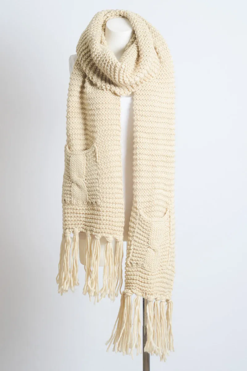 I Still Wonder Chunky Oversized Two Pocket Tassel Scarf