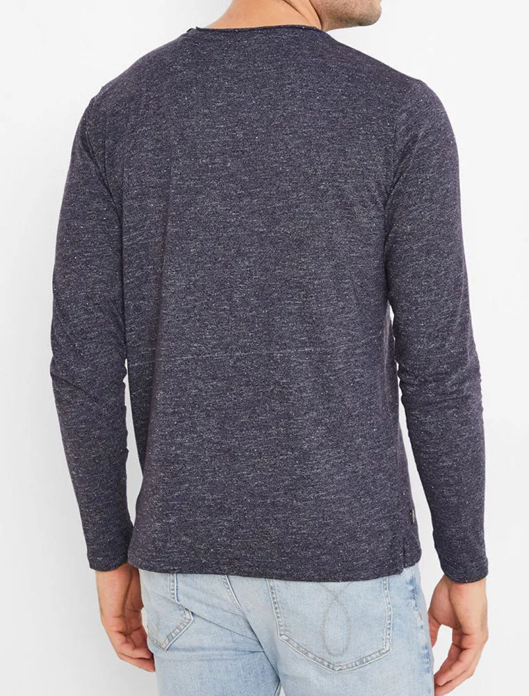 Jack Slub Cotton Jersey Long Sleeve Top with Chest Pocket In Navy - Tokyo Laundry