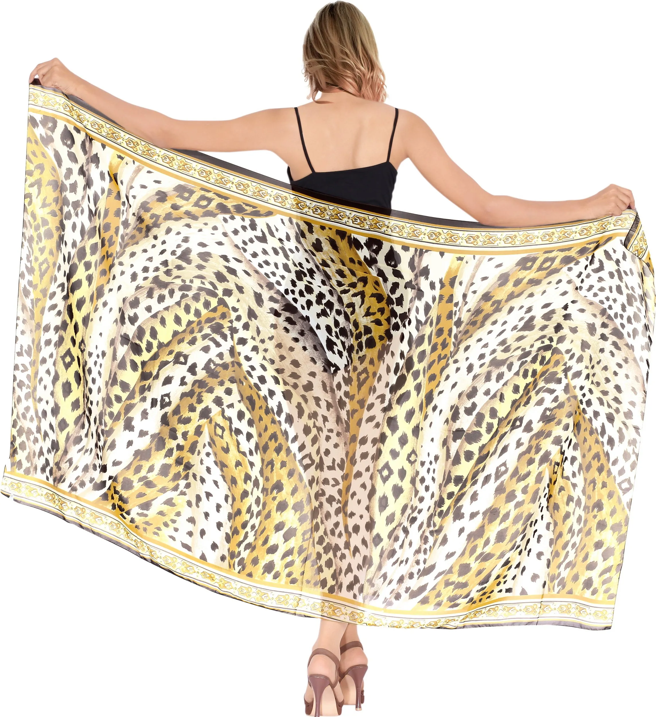LA LEELA Women's Beach Cover Up Sarong Swimsuit Coverup Pareo 72"x42" Brown_G415