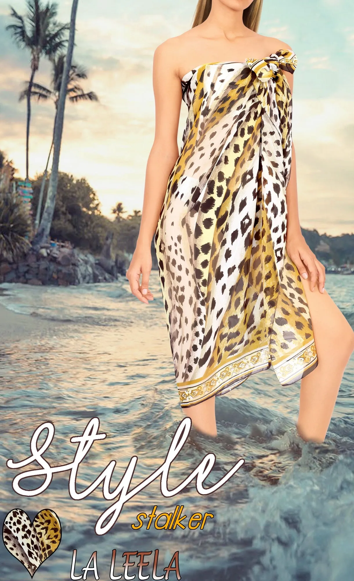 LA LEELA Women's Beach Cover Up Sarong Swimsuit Coverup Pareo 72"x42" Brown_G415