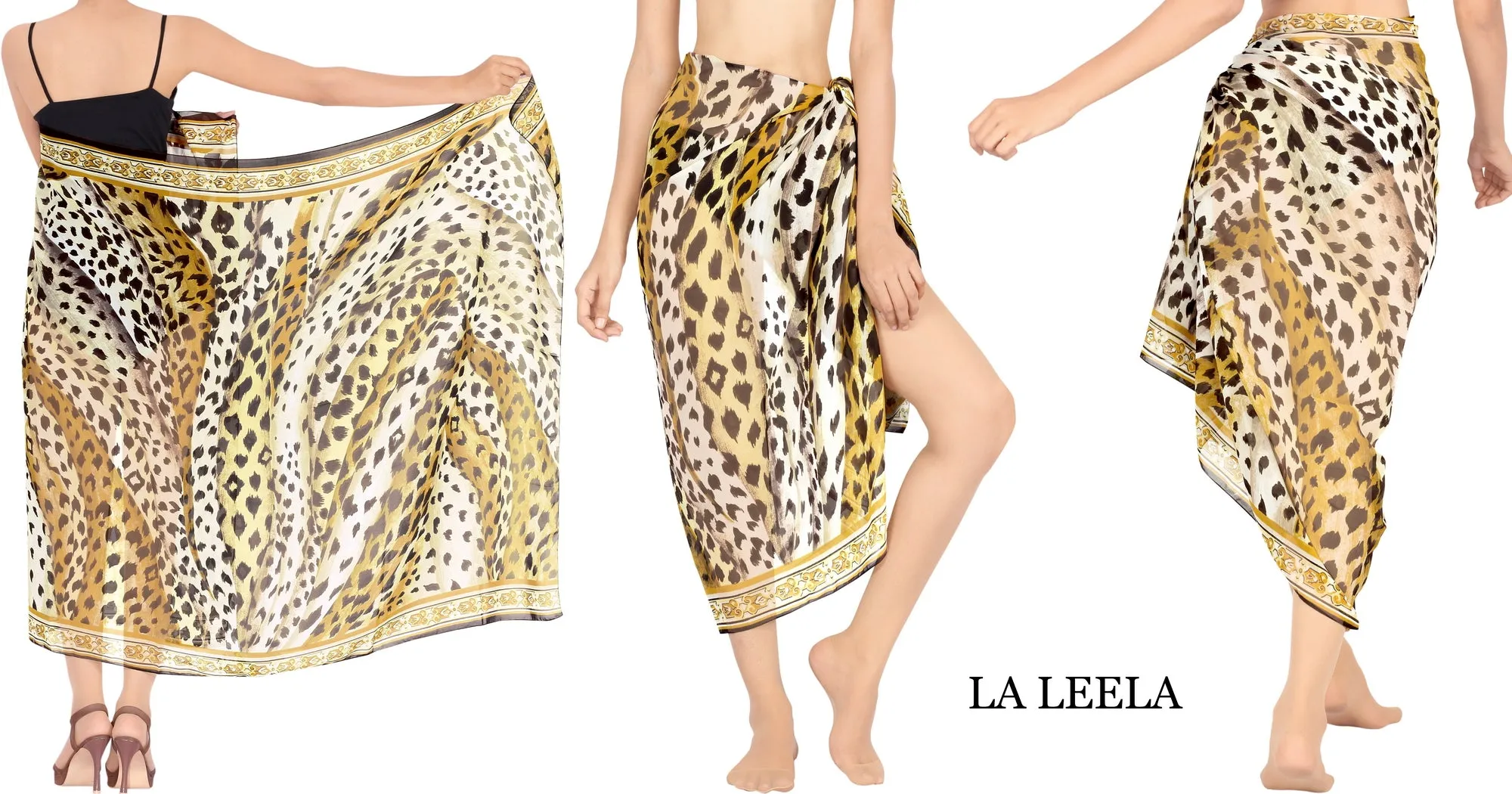 LA LEELA Women's Beach Cover Up Sarong Swimsuit Coverup Pareo 72"x42" Brown_G415