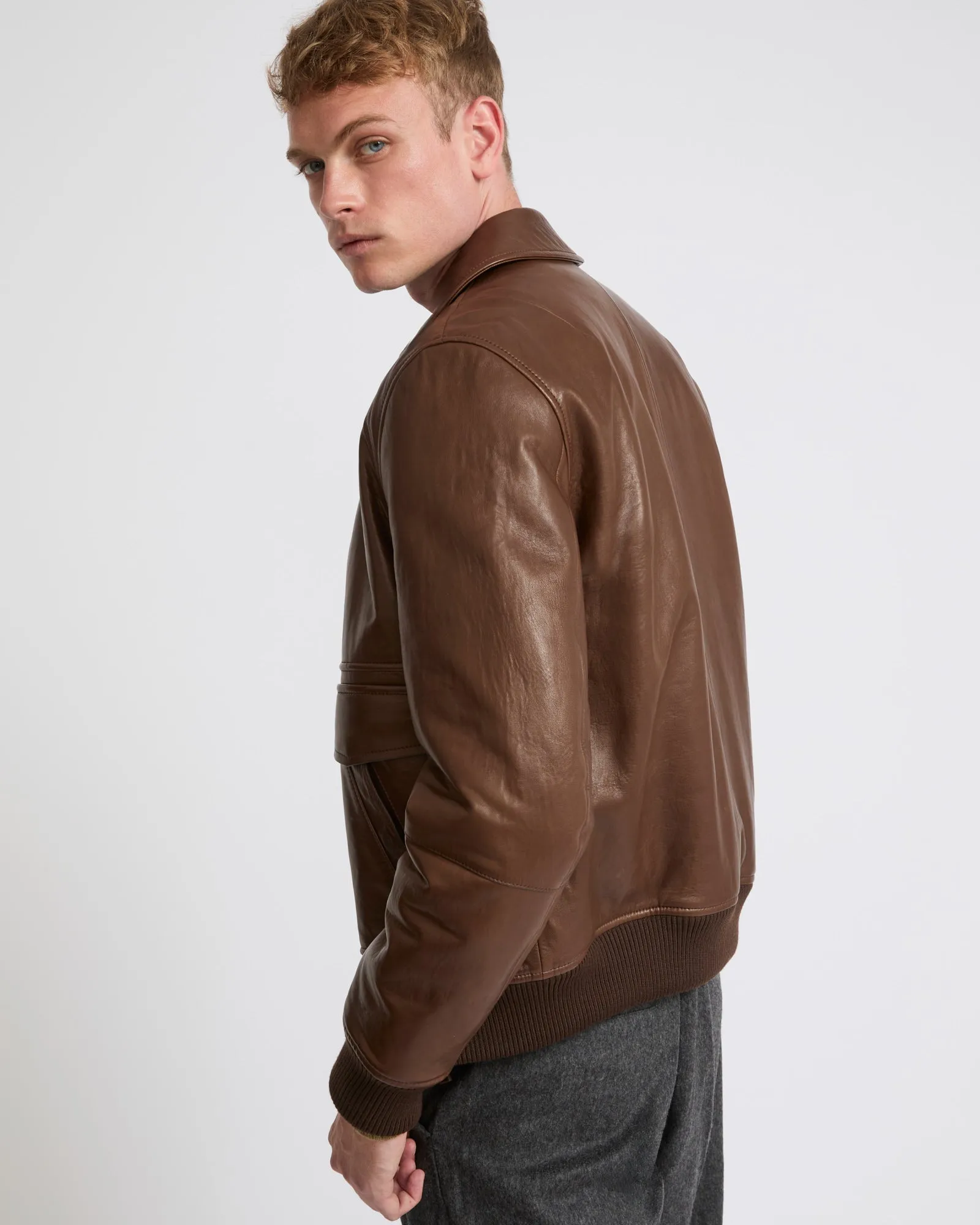Leather aviator jacket