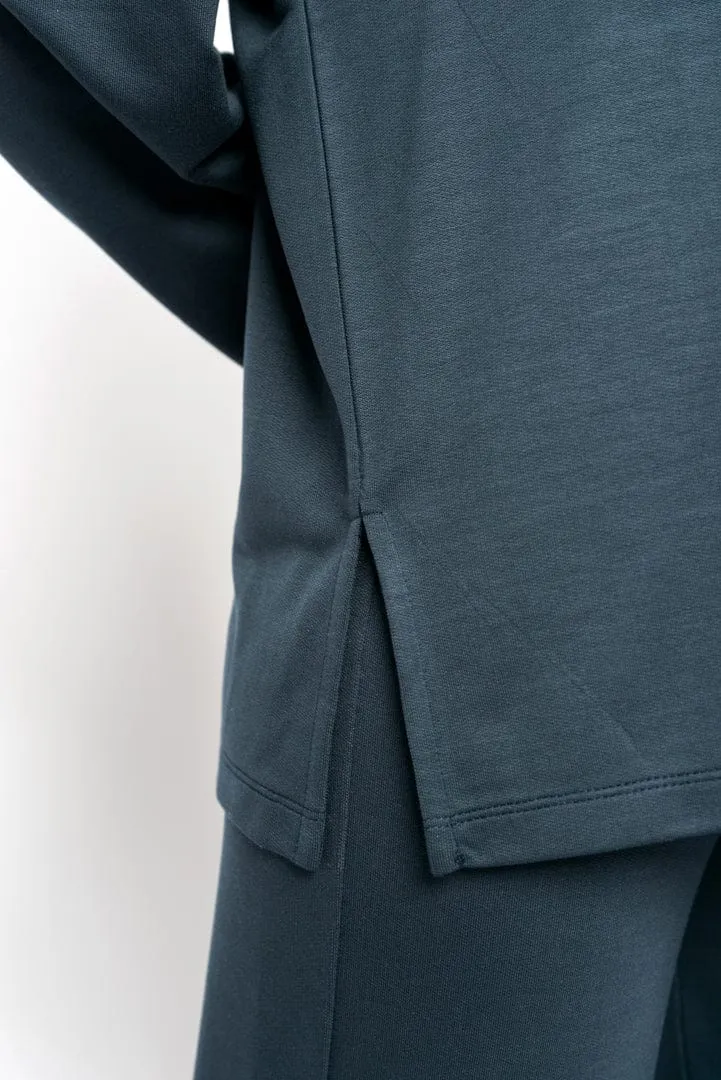 Lyocell Round-Neck Long-Sleeve Top | Navy