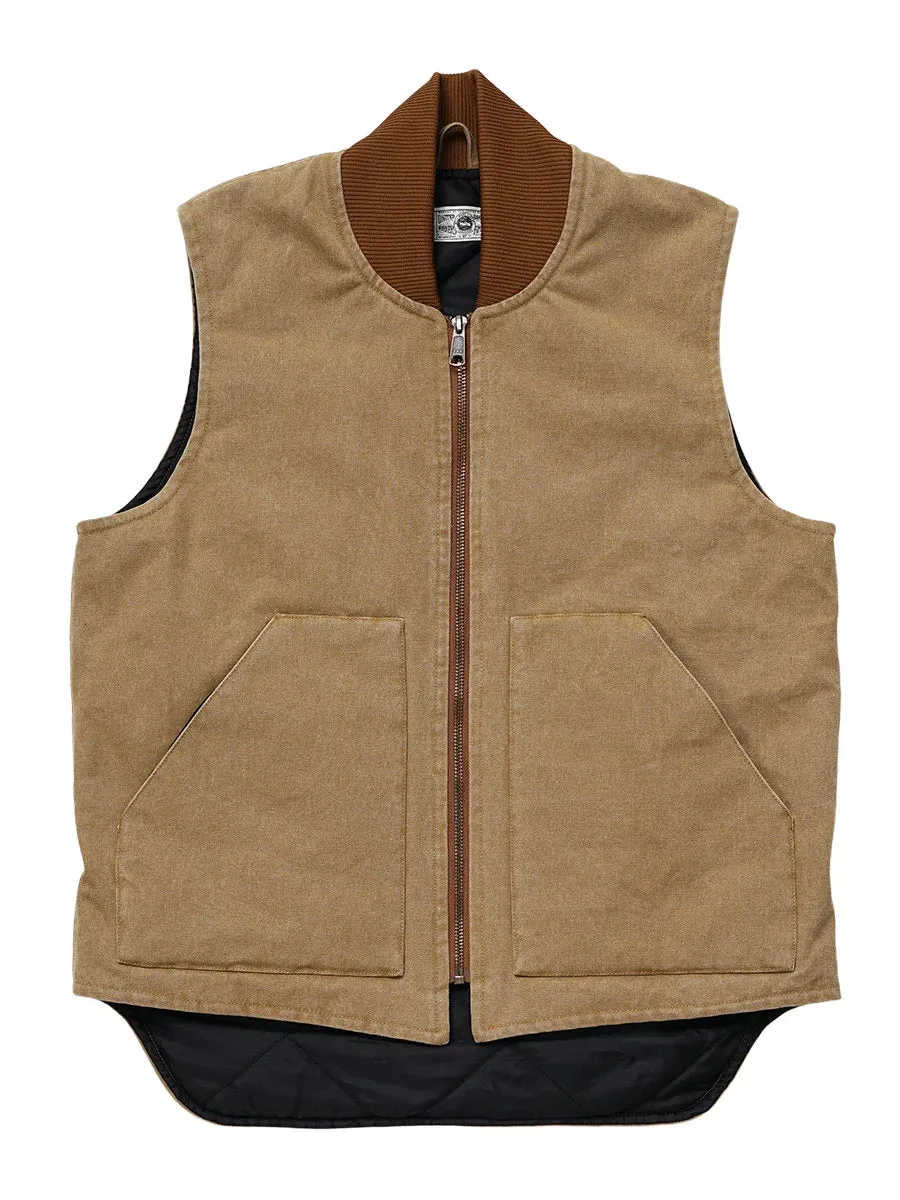 Men's Canvas Quilted Vest with Rib Collar