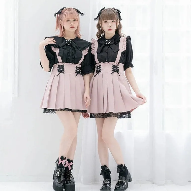 Pastoral Fantasy Finale     Overalls Dress Kawaii Academia Y2K Cottagecore Coquette Fairycore Dollette Princesscore