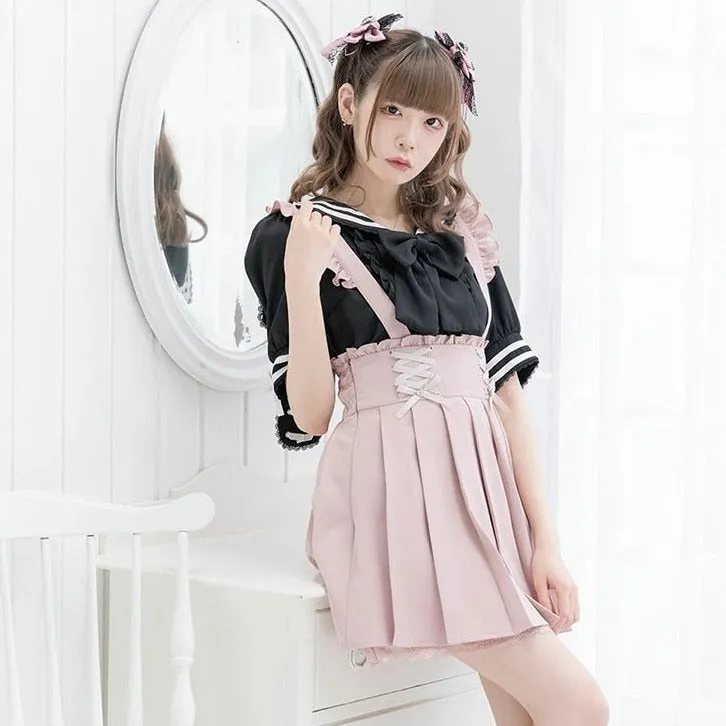 Pastoral Fantasy Finale     Overalls Dress Kawaii Academia Y2K Cottagecore Coquette Fairycore Dollette Princesscore