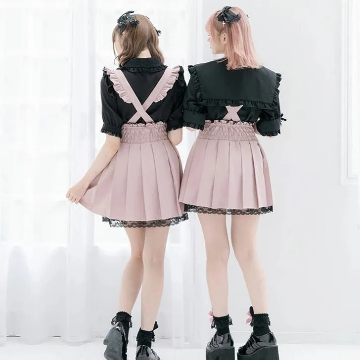 Pastoral Fantasy Finale     Overalls Dress Kawaii Academia Y2K Cottagecore Coquette Fairycore Dollette Princesscore