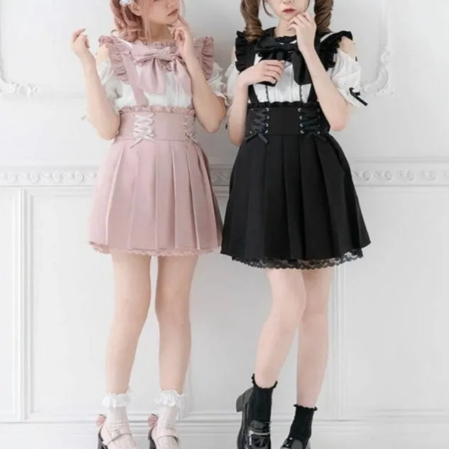 Pastoral Fantasy Finale     Overalls Dress Kawaii Academia Y2K Cottagecore Coquette Fairycore Dollette Princesscore