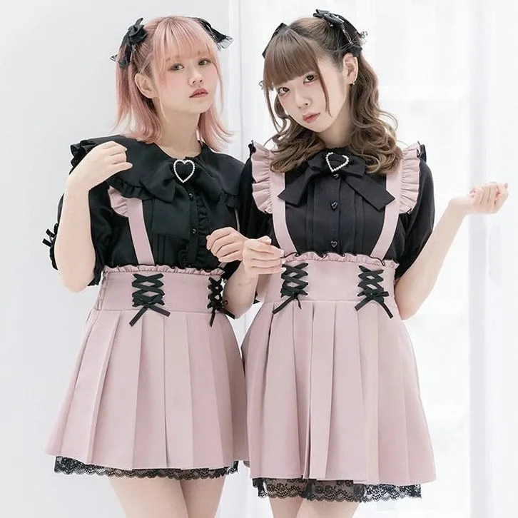 Pastoral Fantasy Finale     Overalls Dress Kawaii Academia Y2K Cottagecore Coquette Fairycore Dollette Princesscore